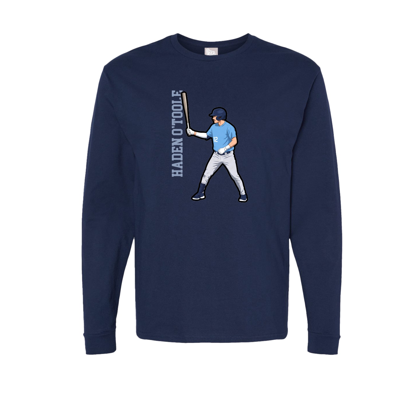 Long Sleeve Tee — Name Vertical in Navy
