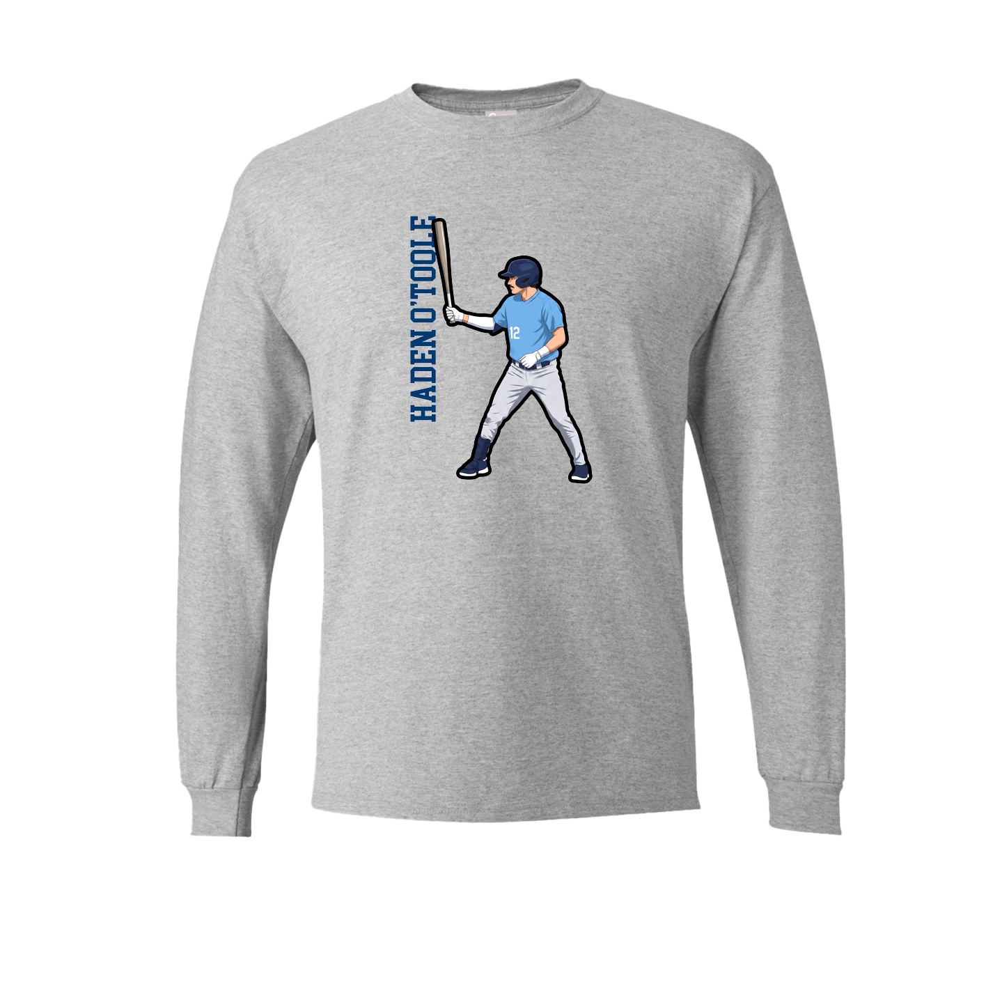 Long Sleeve Tee — Name Vertical in Grey