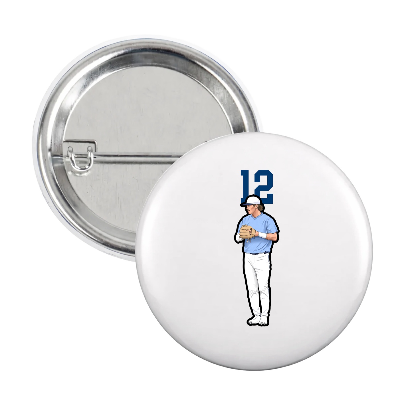Game Day Button — Number Top in White