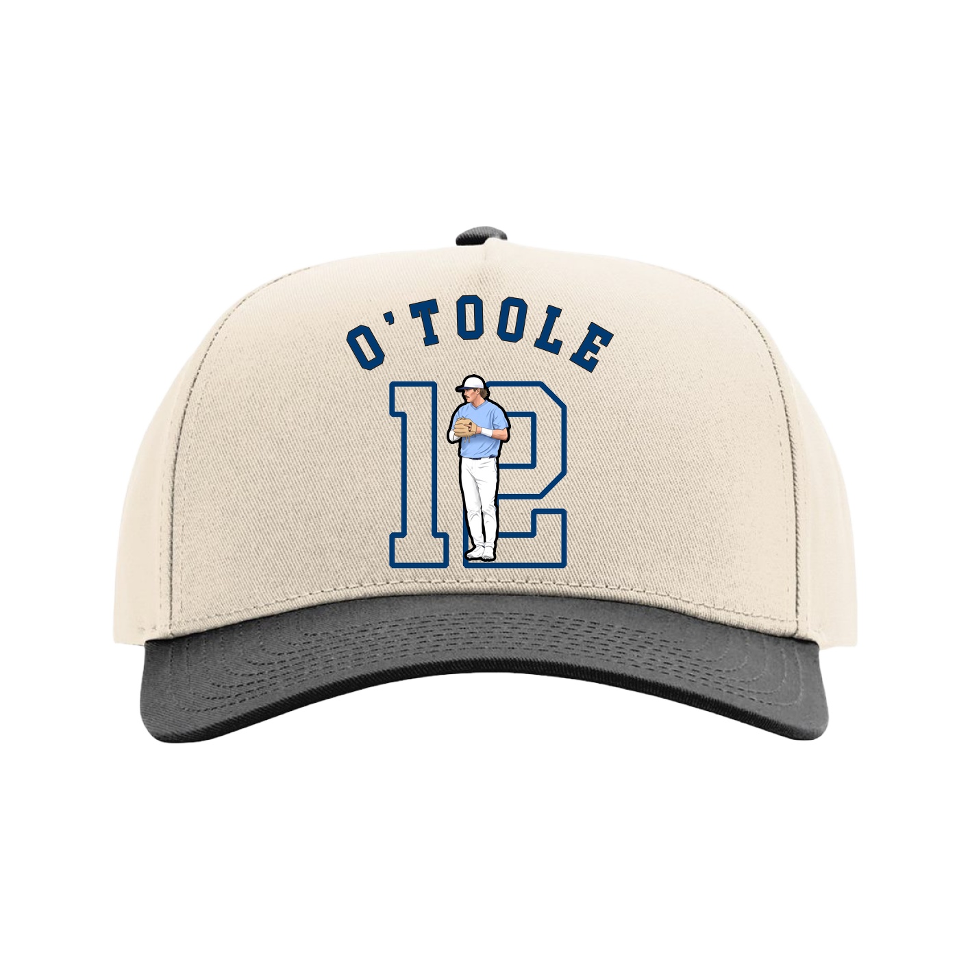 Full Fabric Five-Panel Champ Cap — Shirsey Arch in Cream/Black