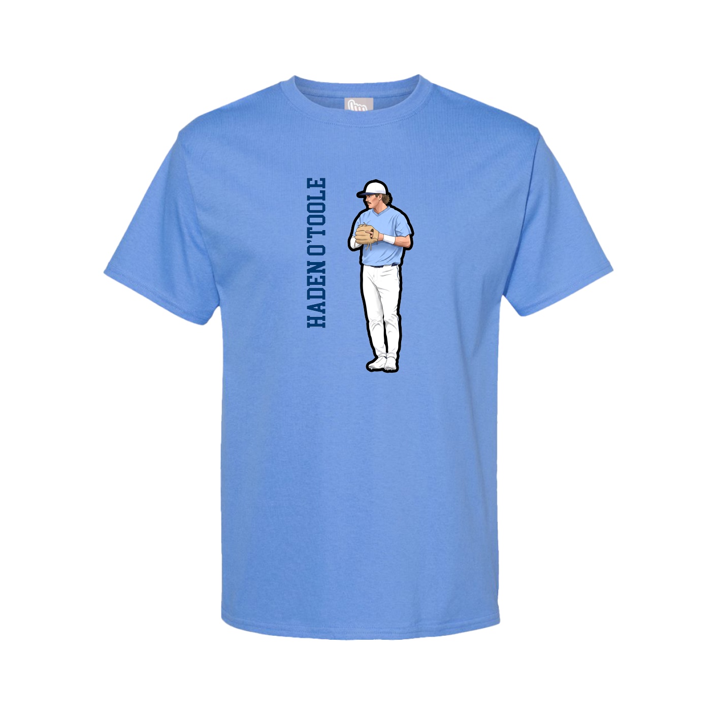 Tee — Name Vertical in Powder Blue