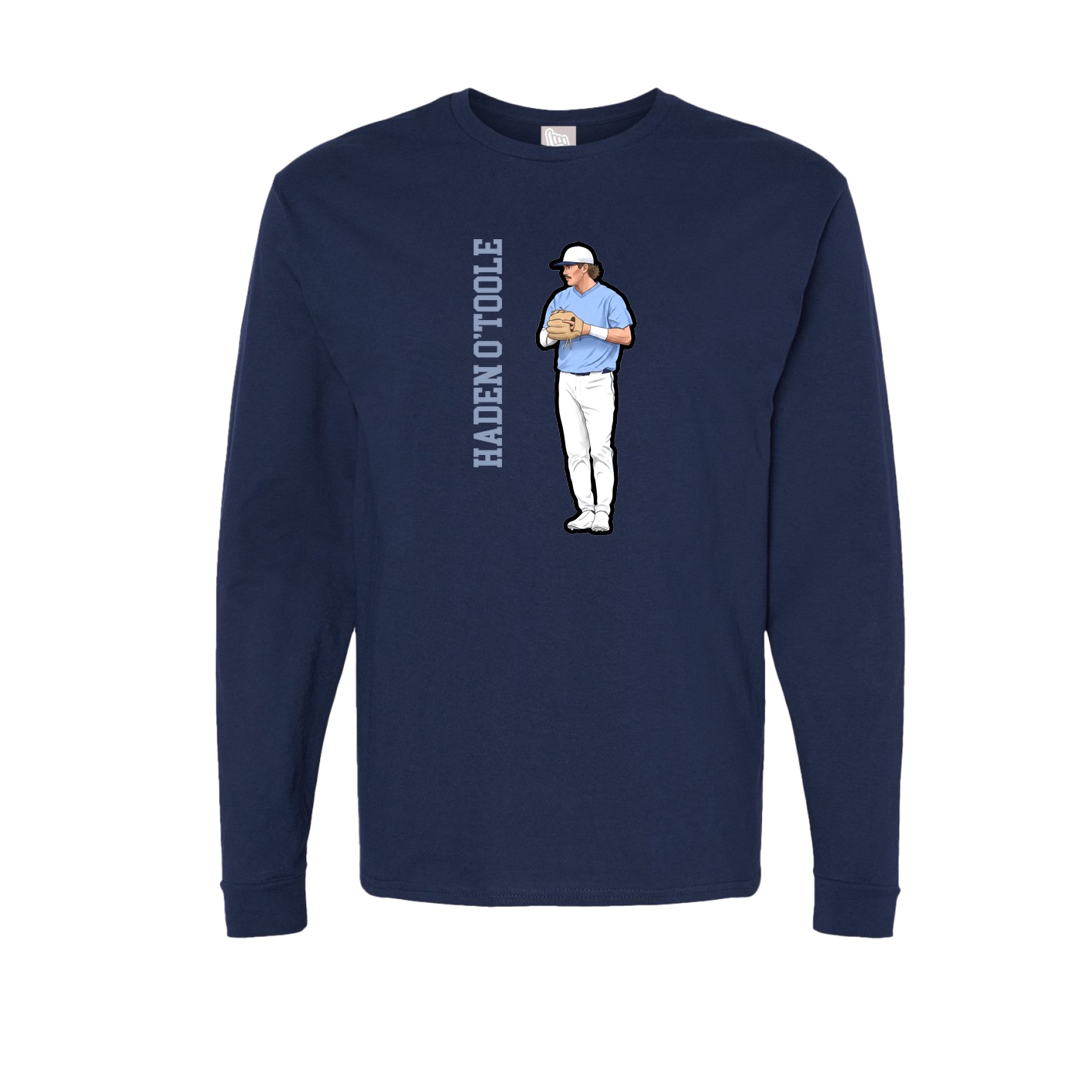 Long Sleeve Tee — Name Vertical in Navy