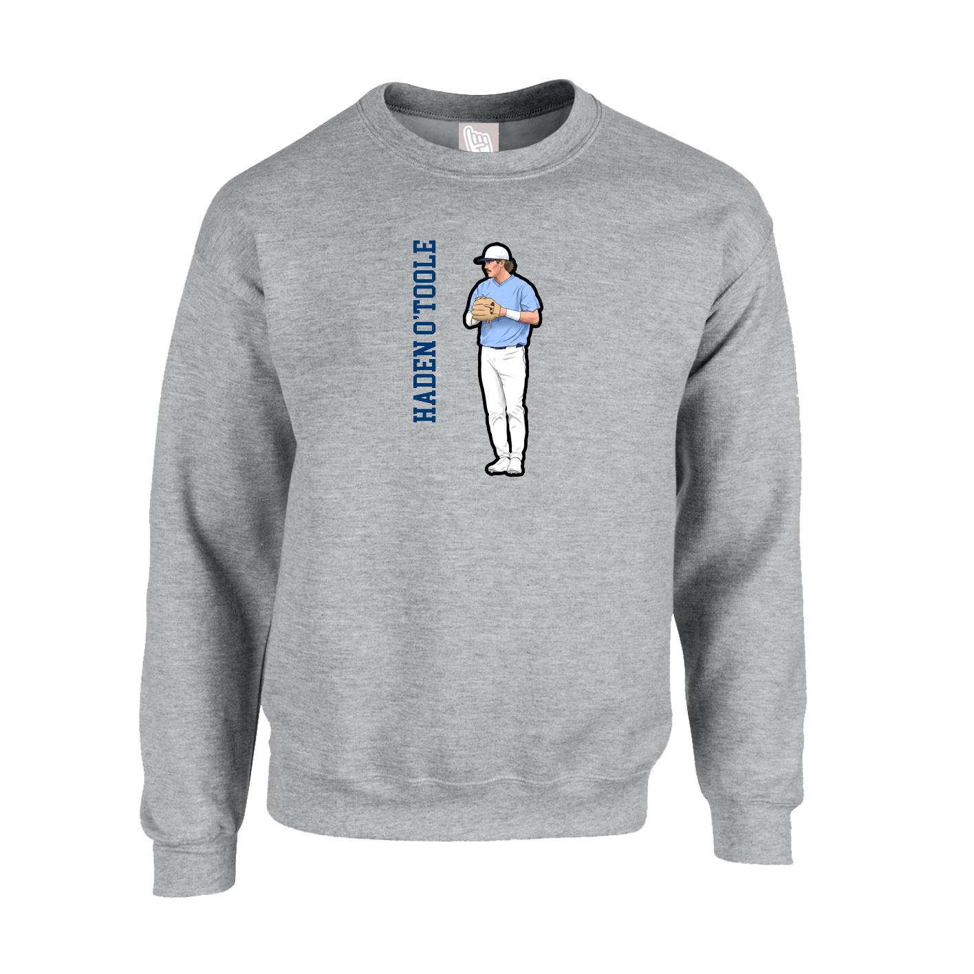 Fleece Crew — Name Vertical in Grey