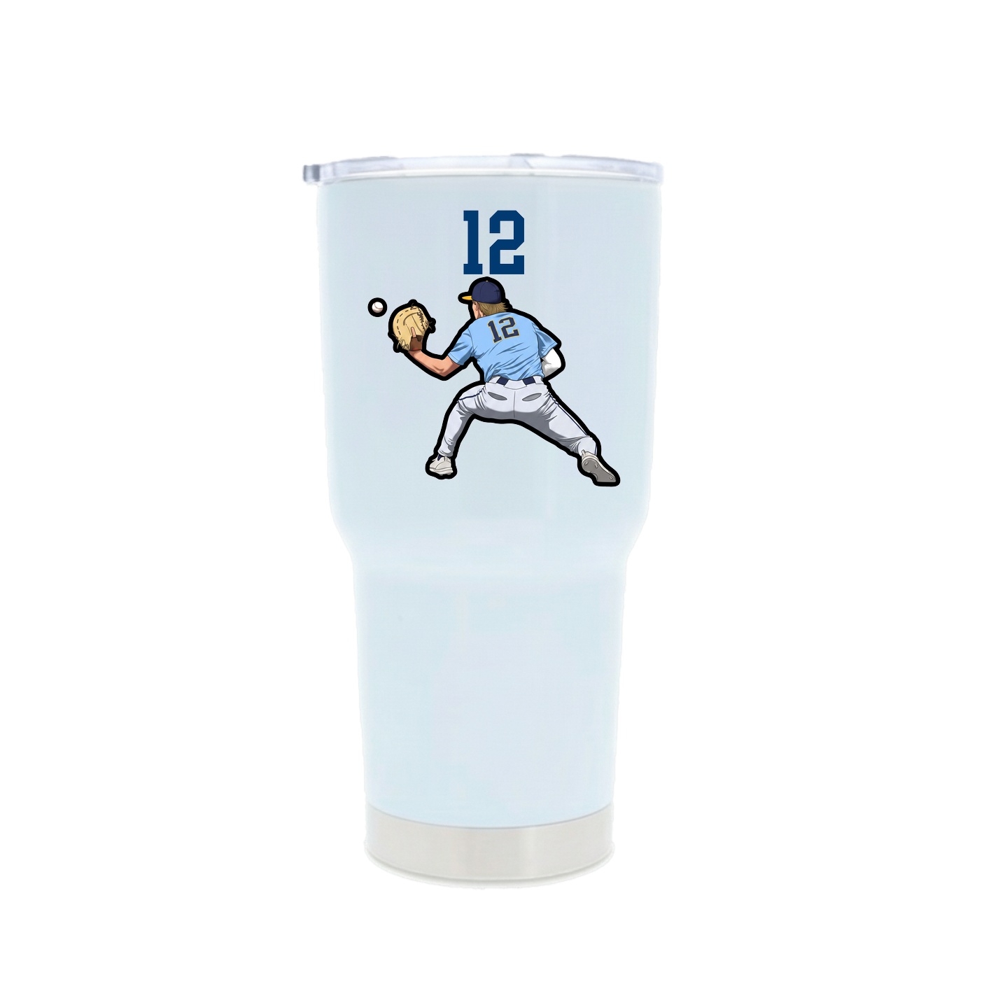 30oz Stainless Steel Tumbler — Number Top in White