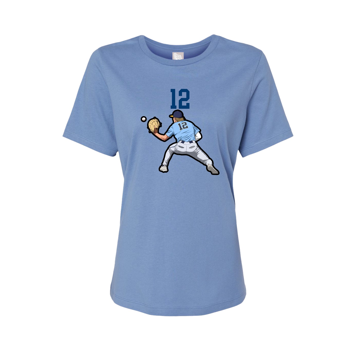 Fitted Women's Tee — Number Top in Powder Blue
