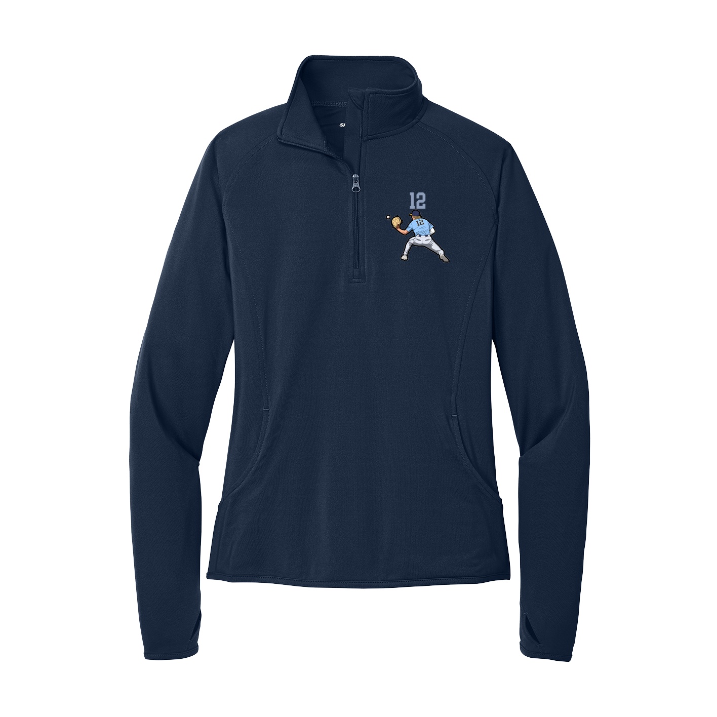 Women's Q-Zip Pullover — Number Top in Navy