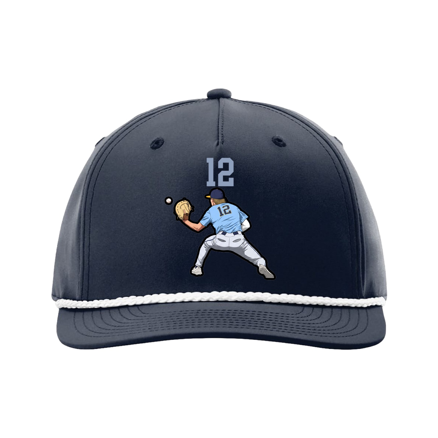 Five-Panel Classic Rope Cap — Number Top in Navy