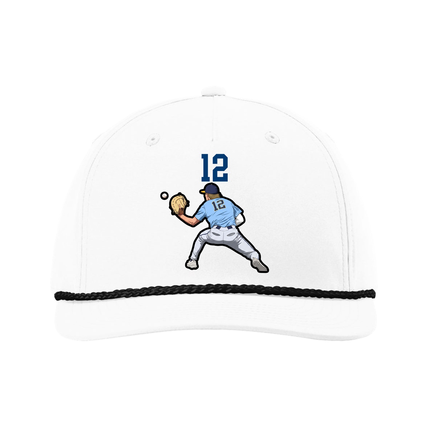 Five-Panel Classic Rope Cap — Number Top in White
