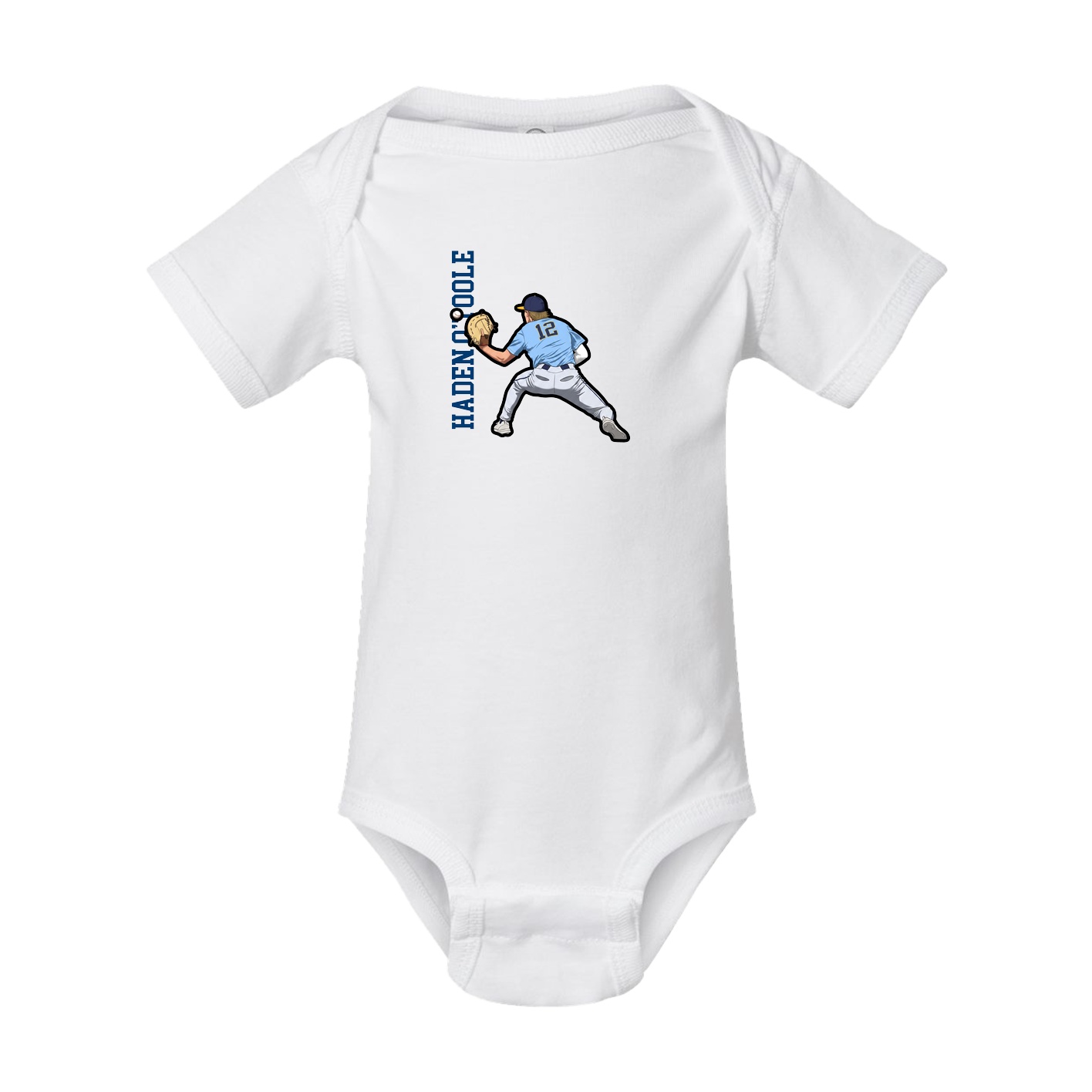 Baby Onesie — Name Vertical in White