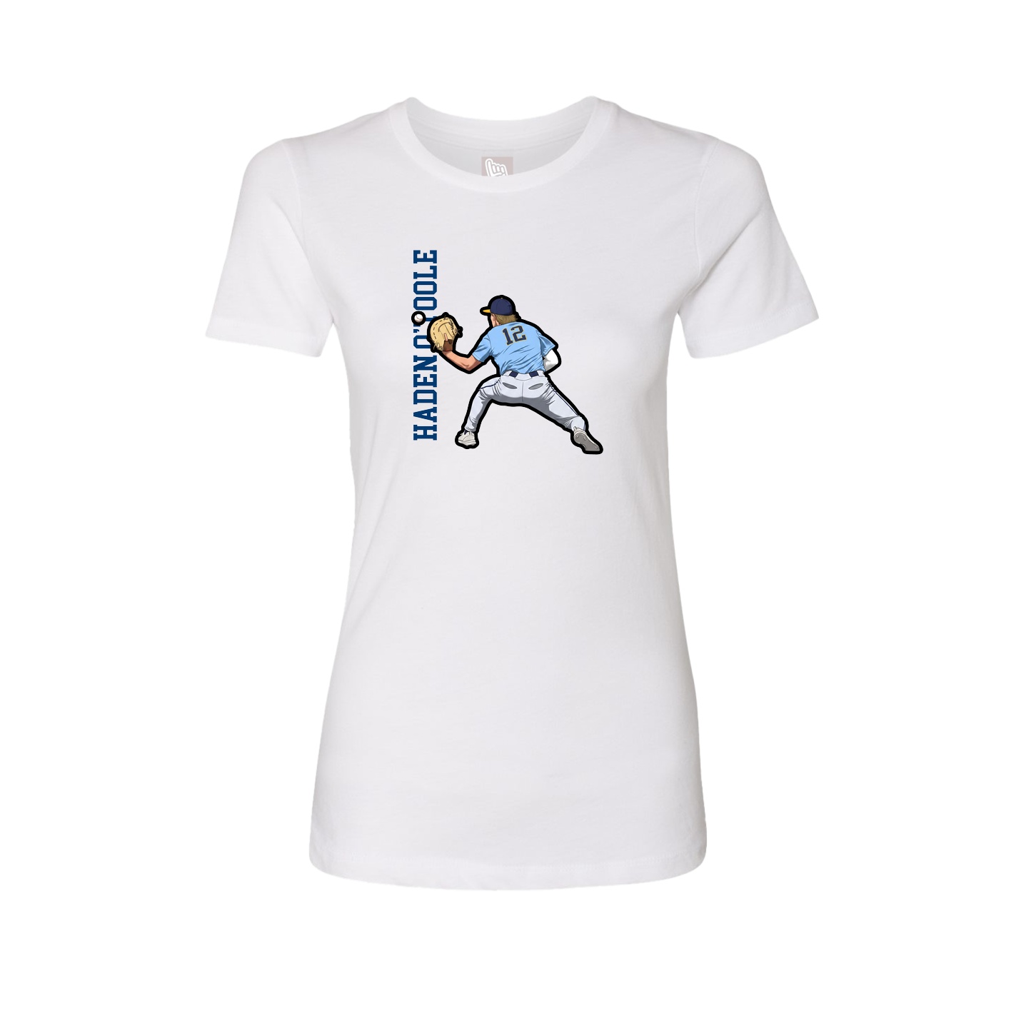 Womens Tee — Name Vertical in White