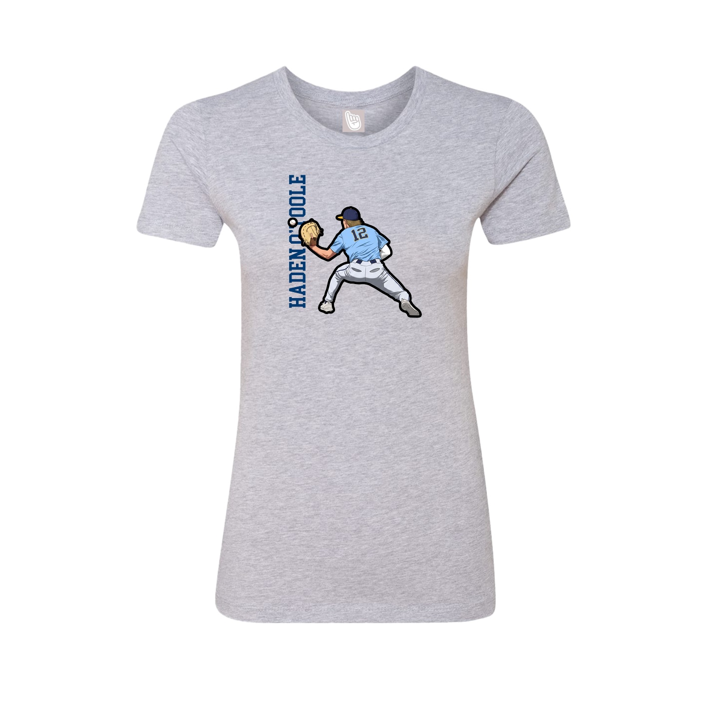 Fitted Women's Tee — Name Vertical in Grey