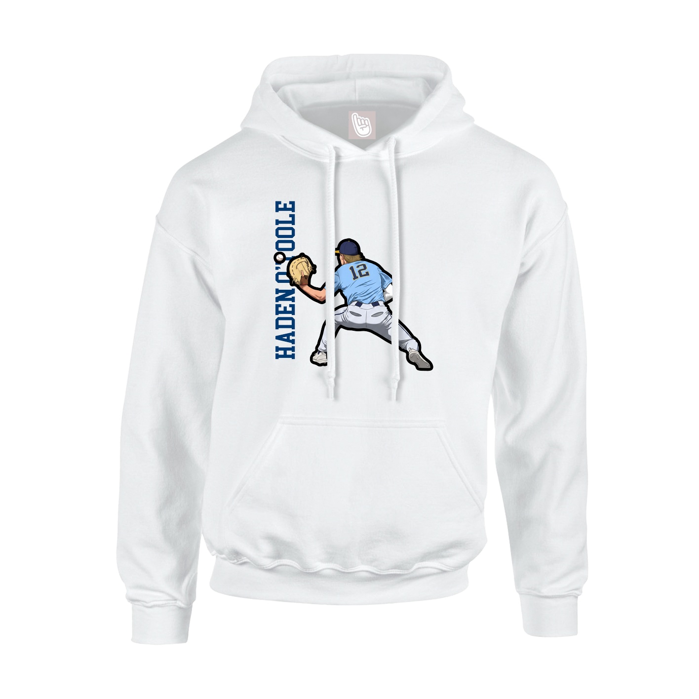 Youth Hoodie — Name Vertical in White