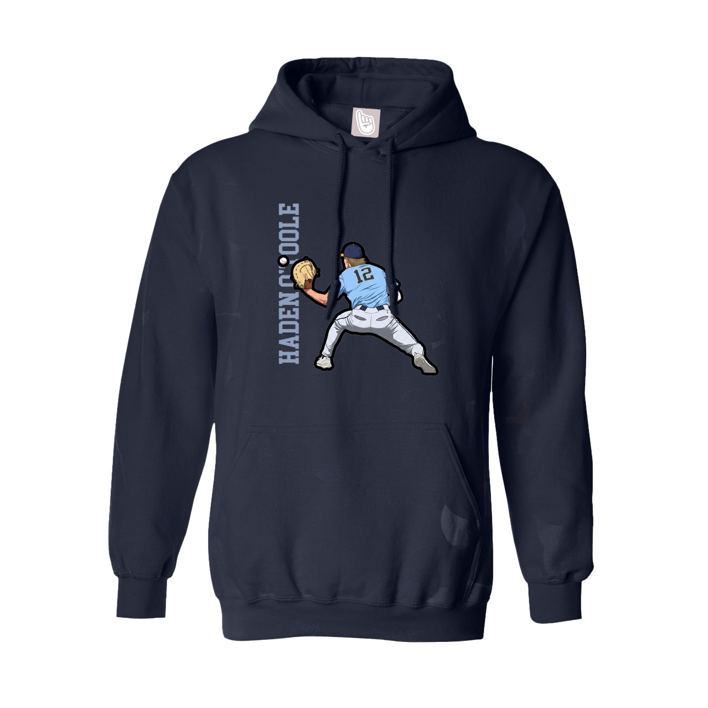 Youth Hoodie — Name Vertical in Navy