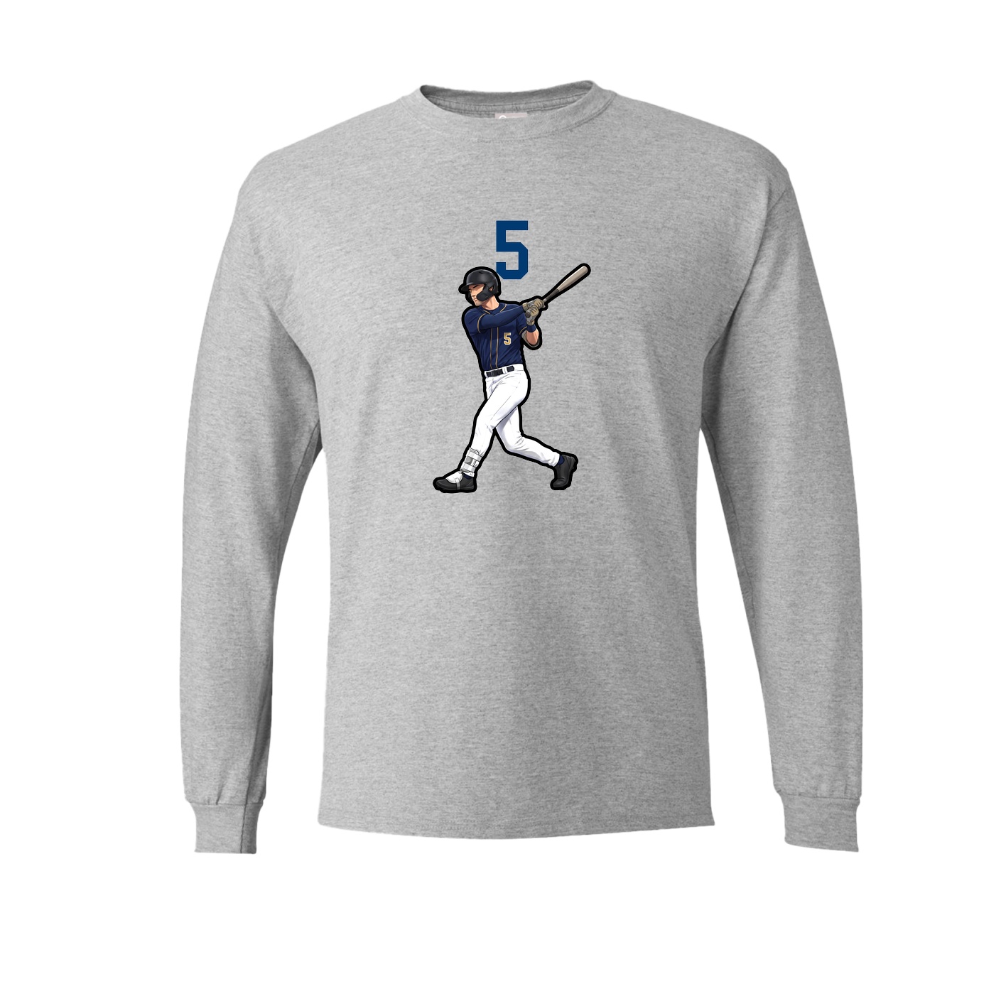 Long Sleeve Tee — Number Top in Grey