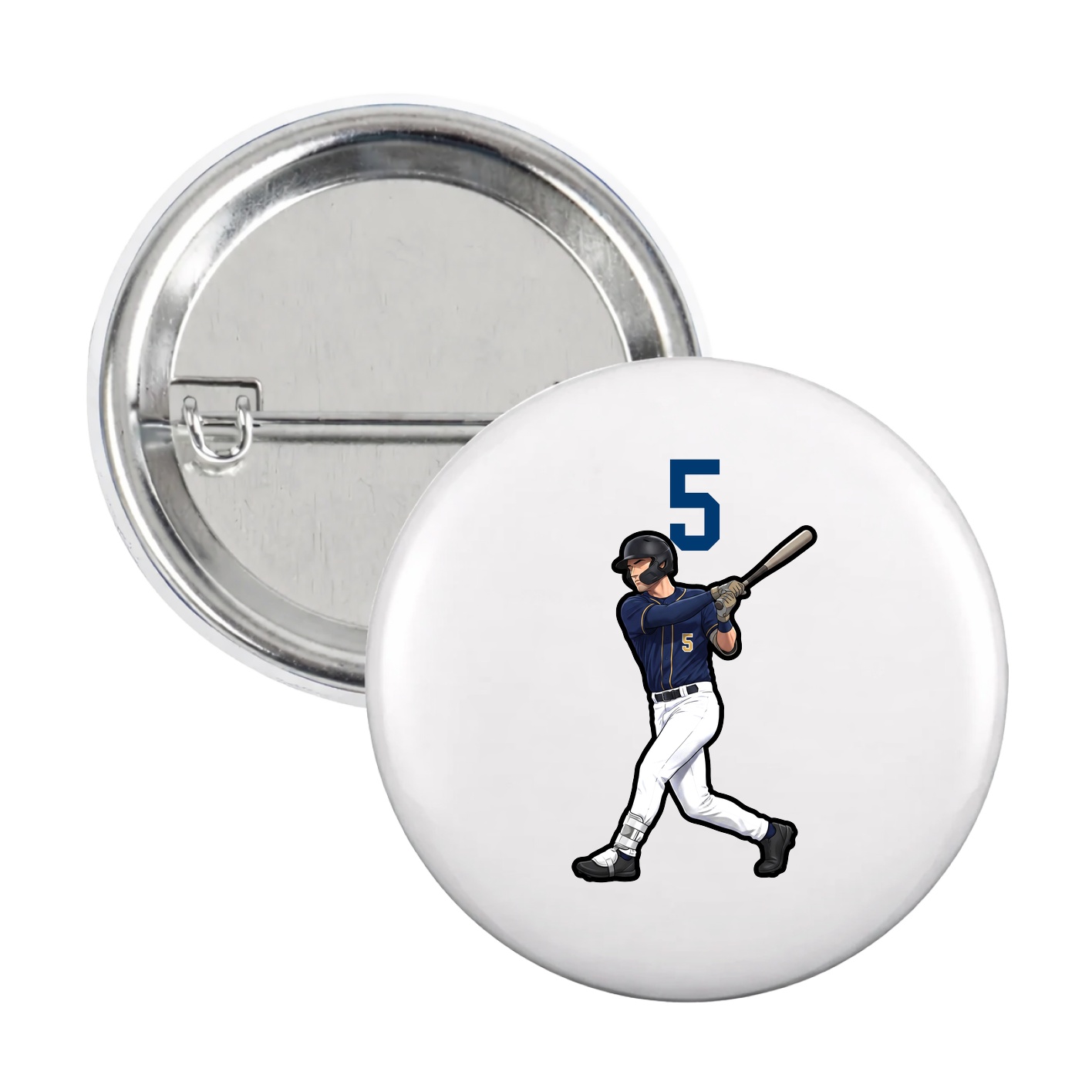 Game Day Button — Number Top in White