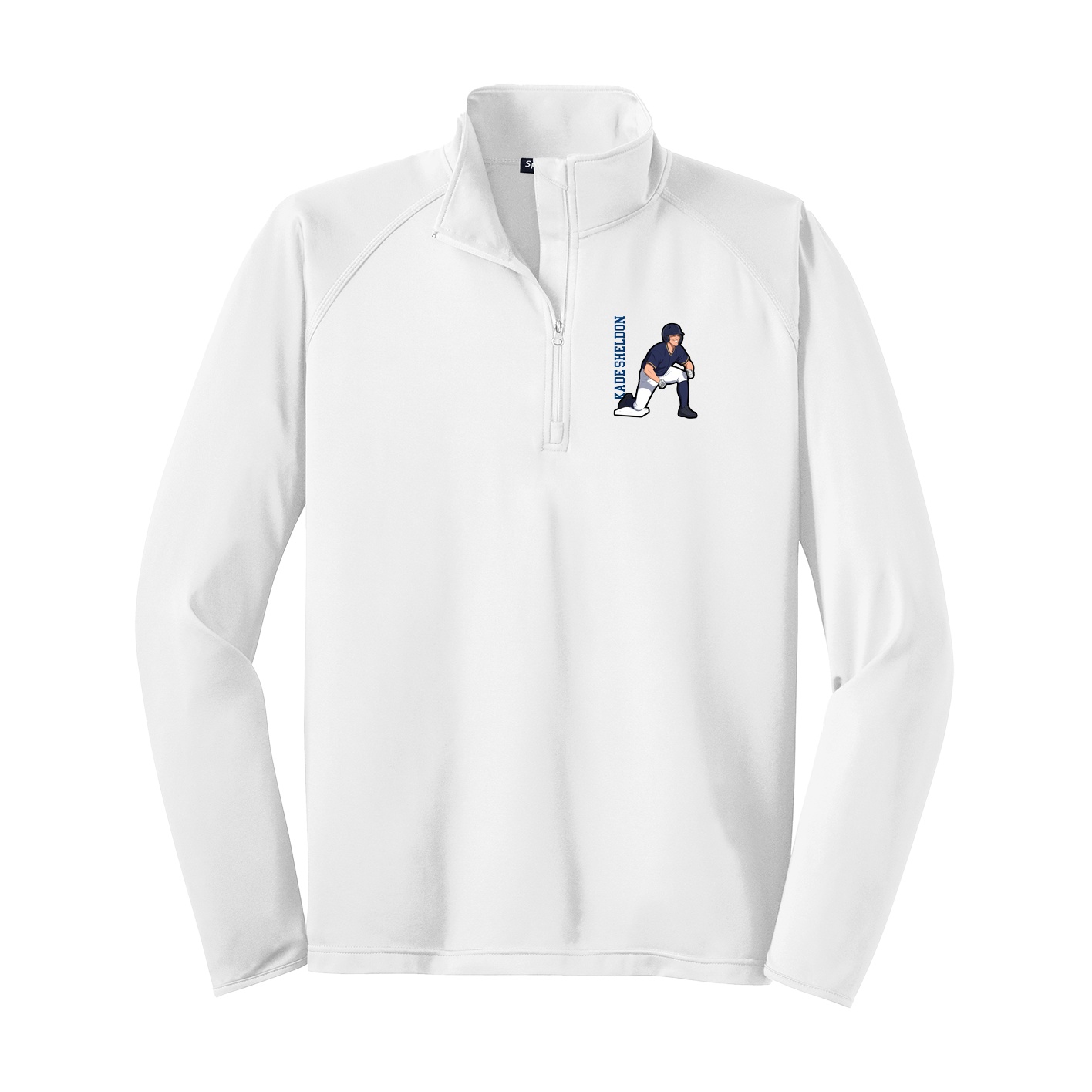 Q-Zip Pullover — Name Vertical in White