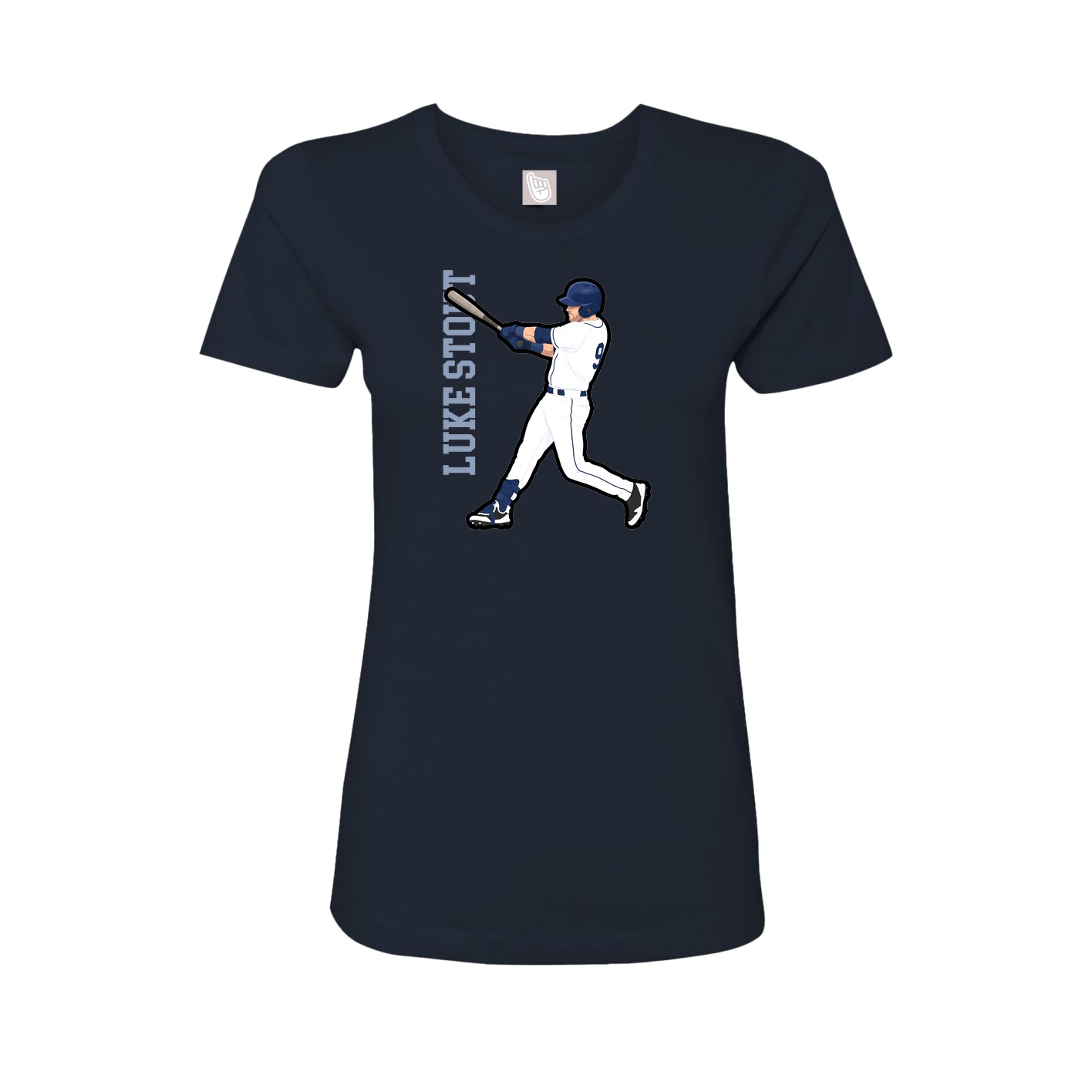 Fitted Women's Tee — Name Vertical in Navy