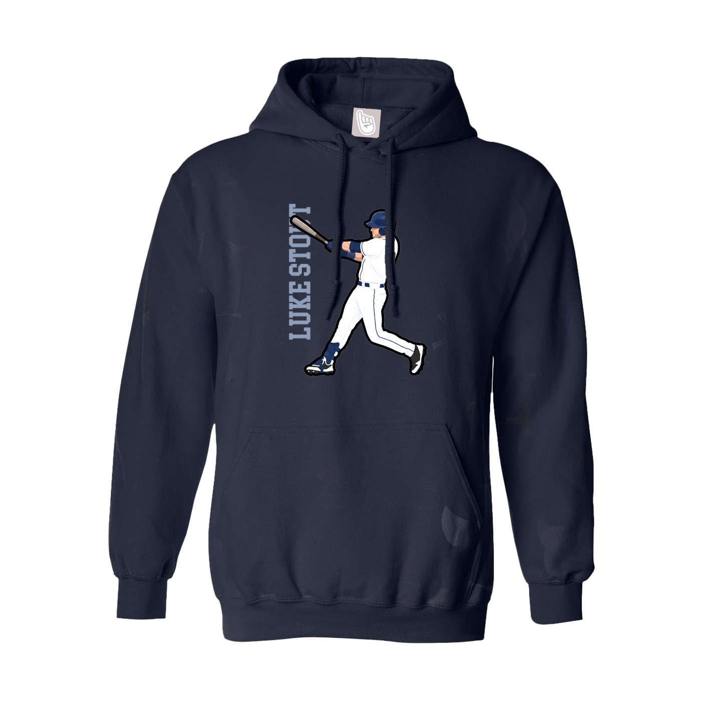 Hoodie — Name Vertical in Navy