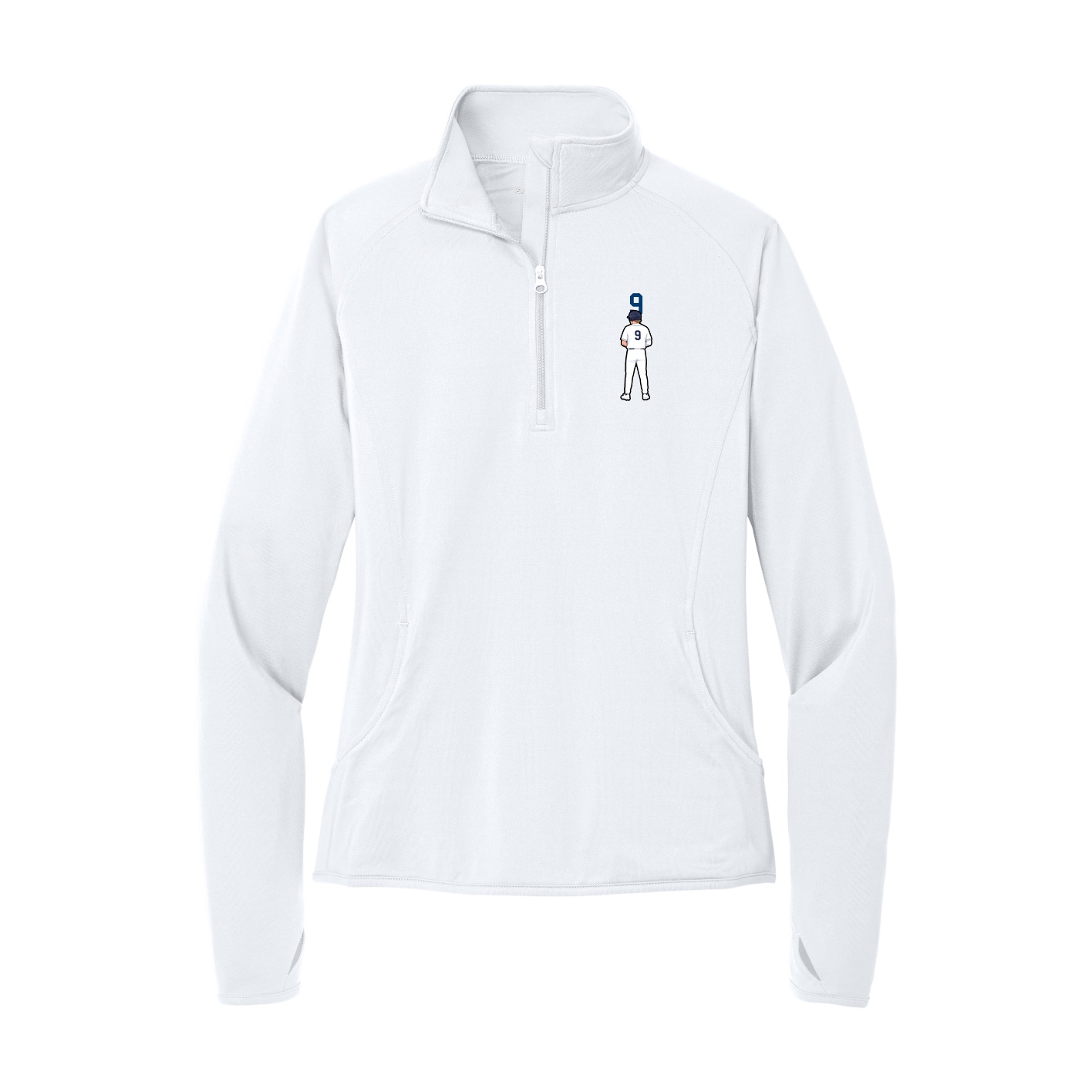 Women's Q-Zip Pullover — Number Top in White