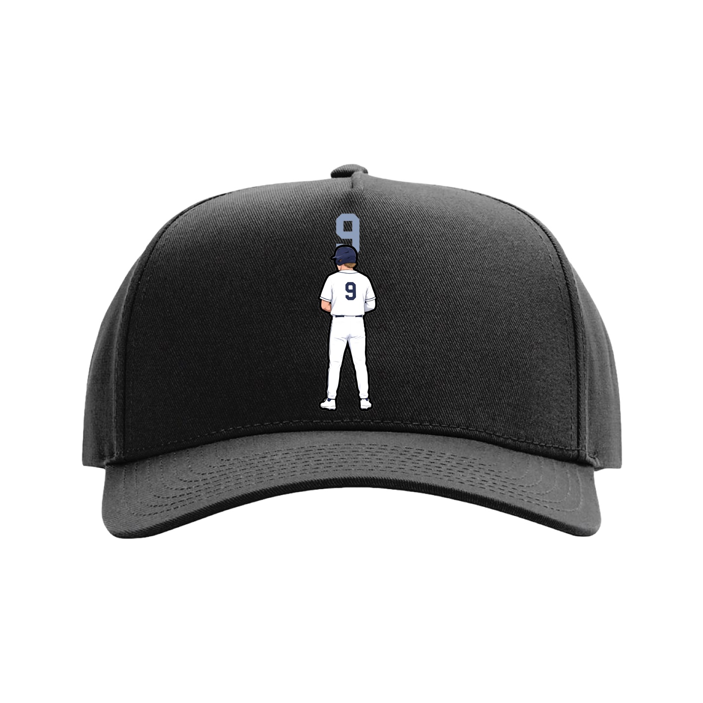 Full Fabric Five-Panel Champ Cap — Number Top in Black