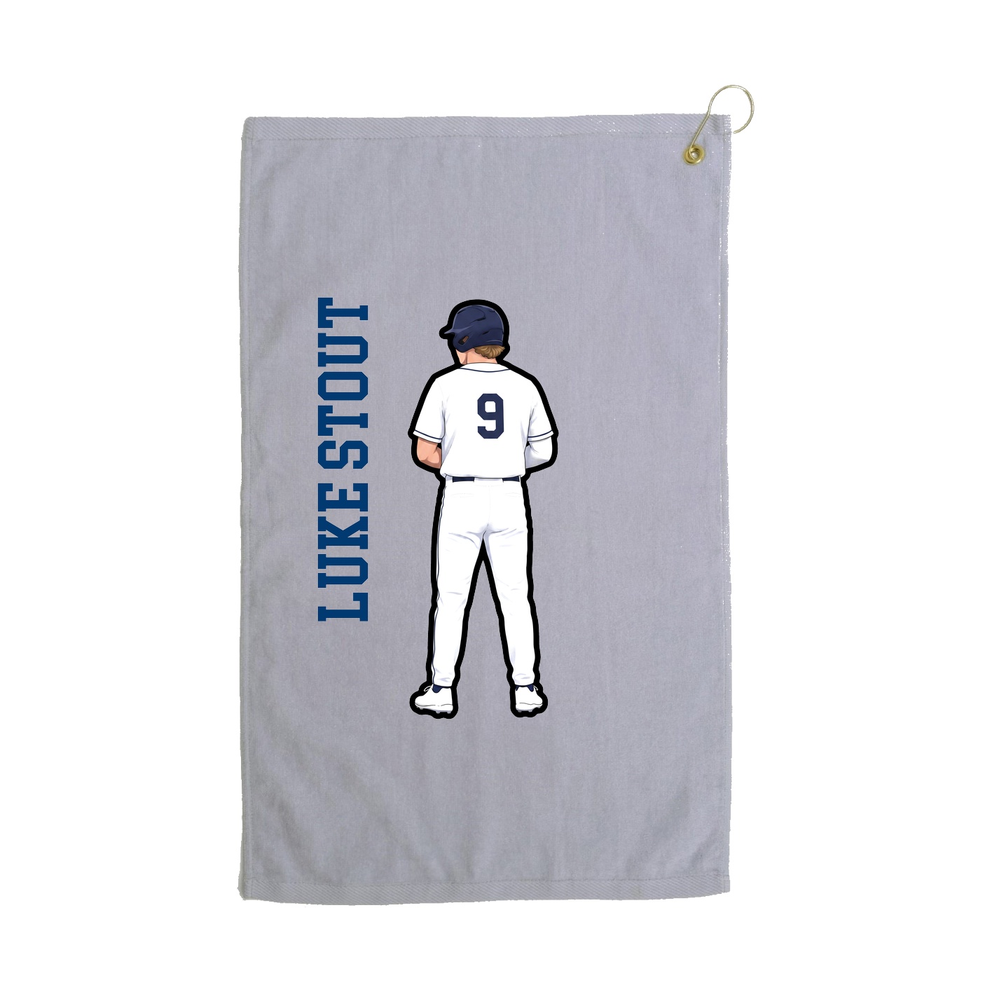Golf Towel — Name Vertical in Grey
