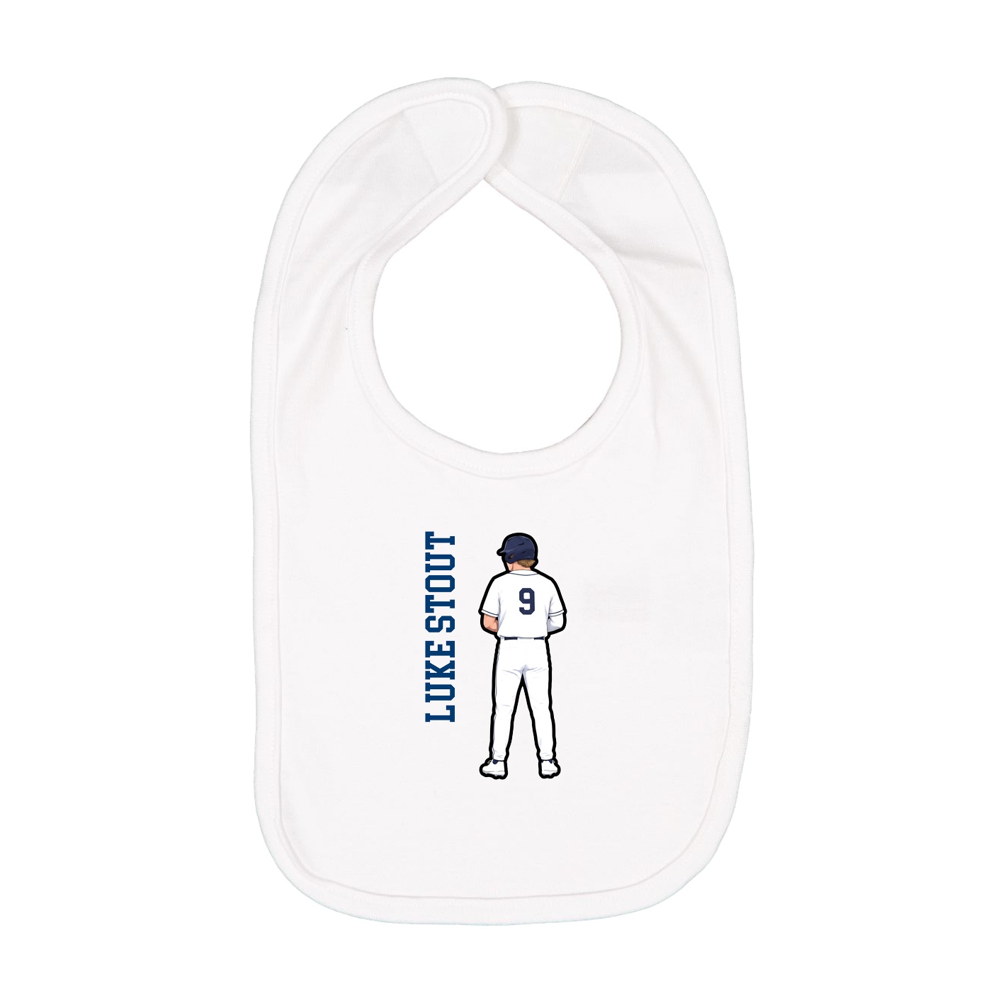 Infant Bib — Name Vertical in White
