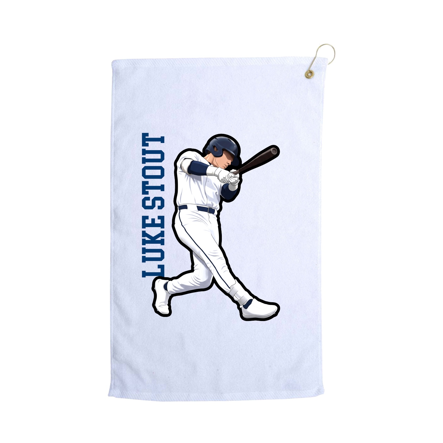 Golf Towel — Name Vertical in White