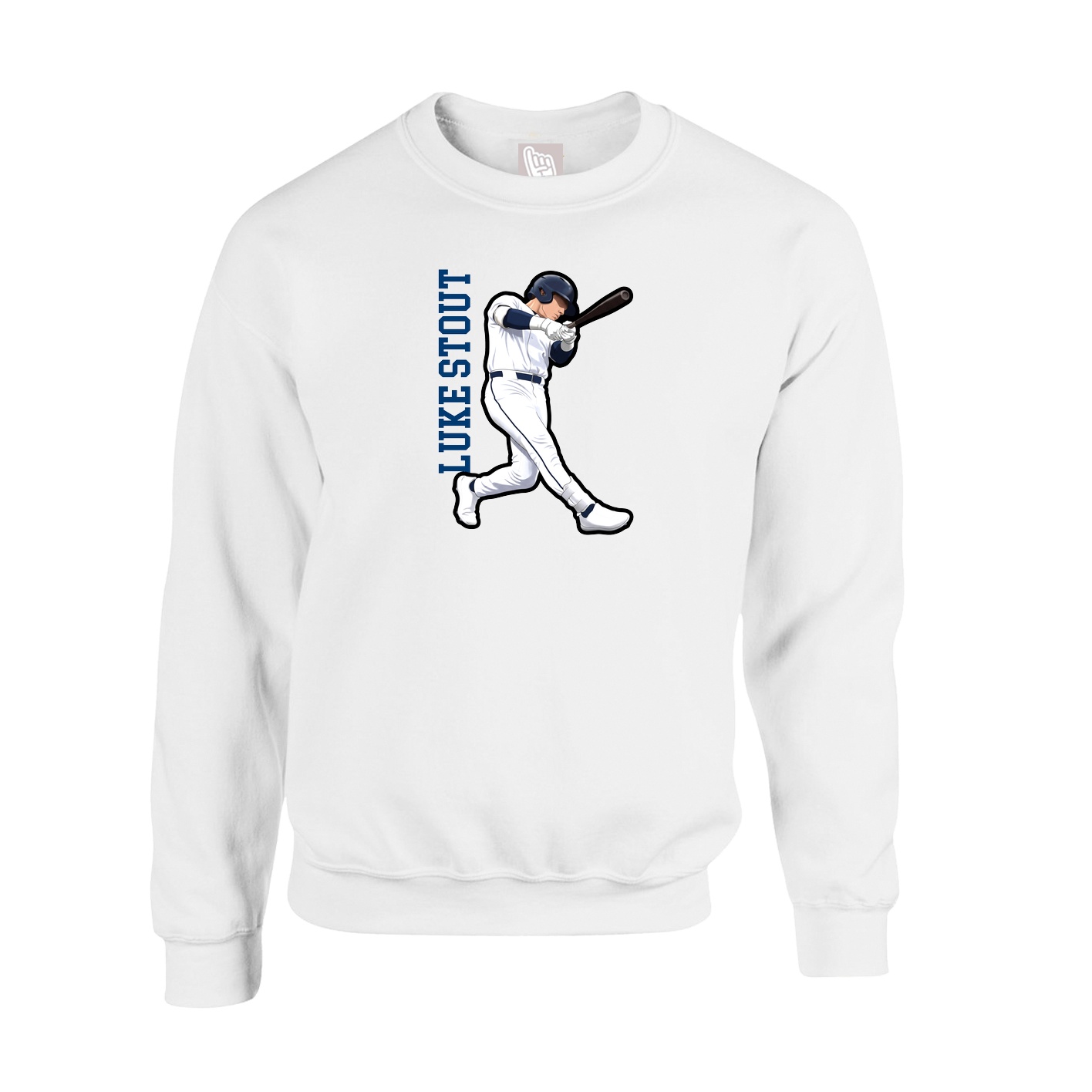 Fleece Crew — Name Vertical in White