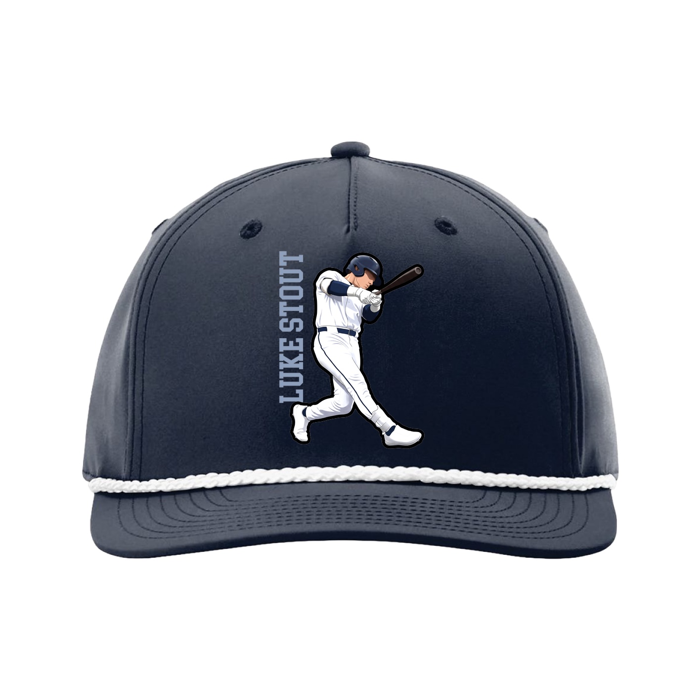 Five-Panel Classic Rope Cap — Name Vertical in Navy