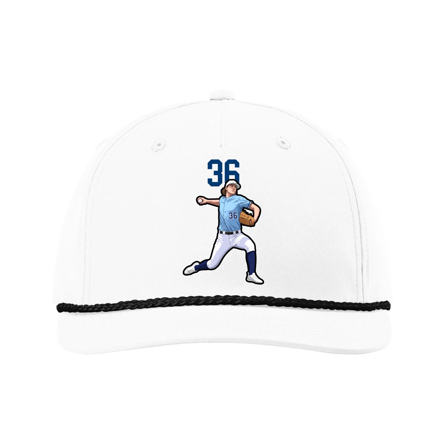 Five-Panel Classic Rope Cap — Number Top in White
