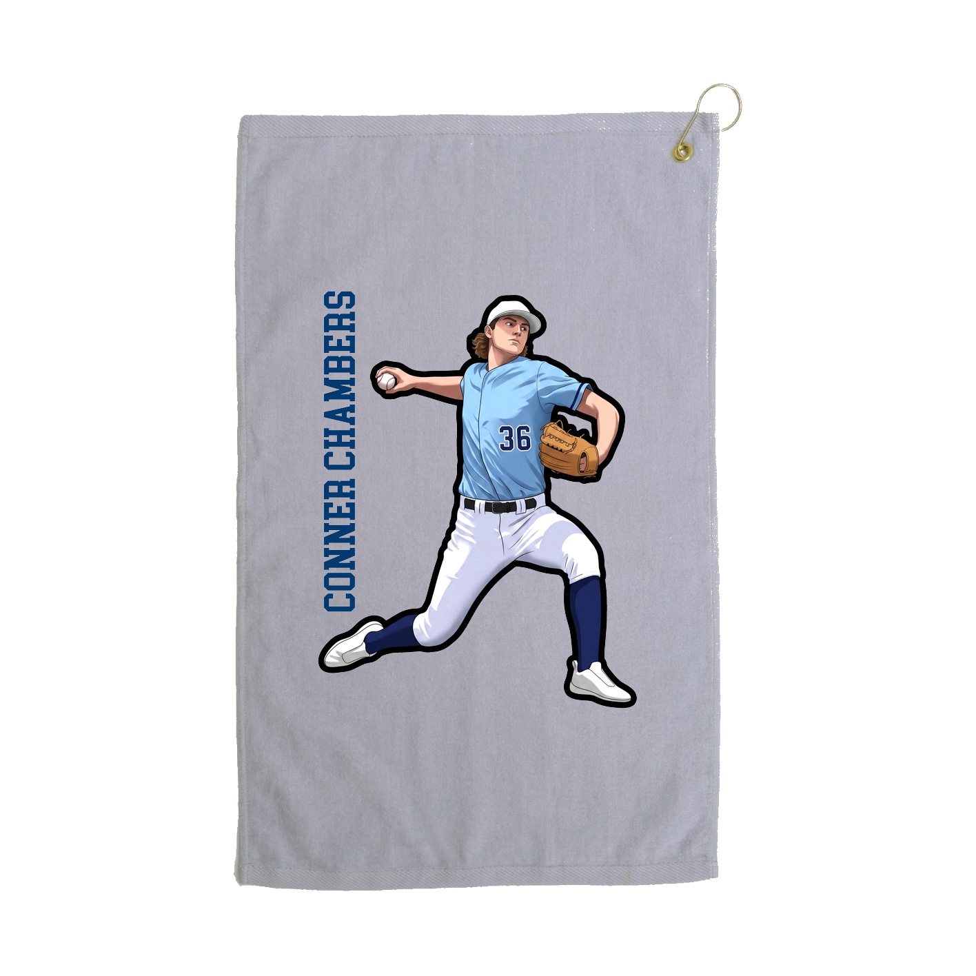 Golf Towel — Name Vertical in Grey
