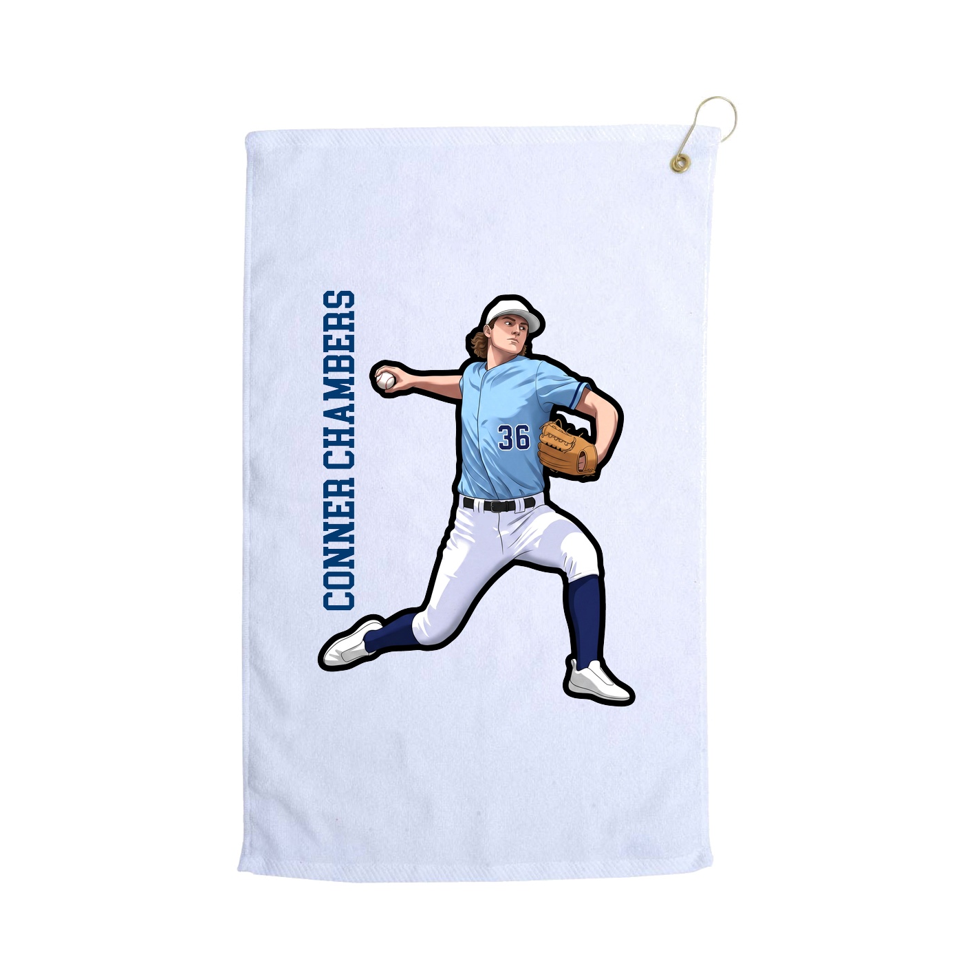 Golf Towel — Name Vertical in White
