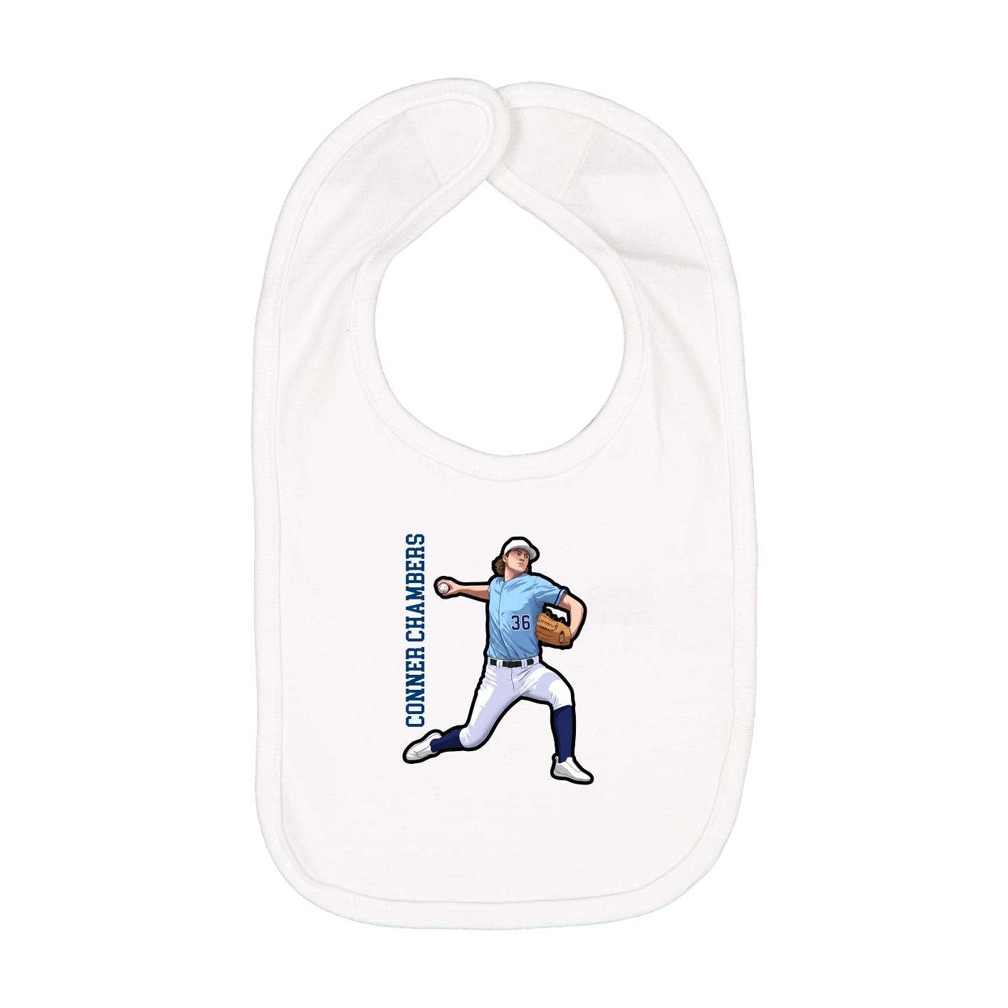 Infant Bib — Name Vertical in White