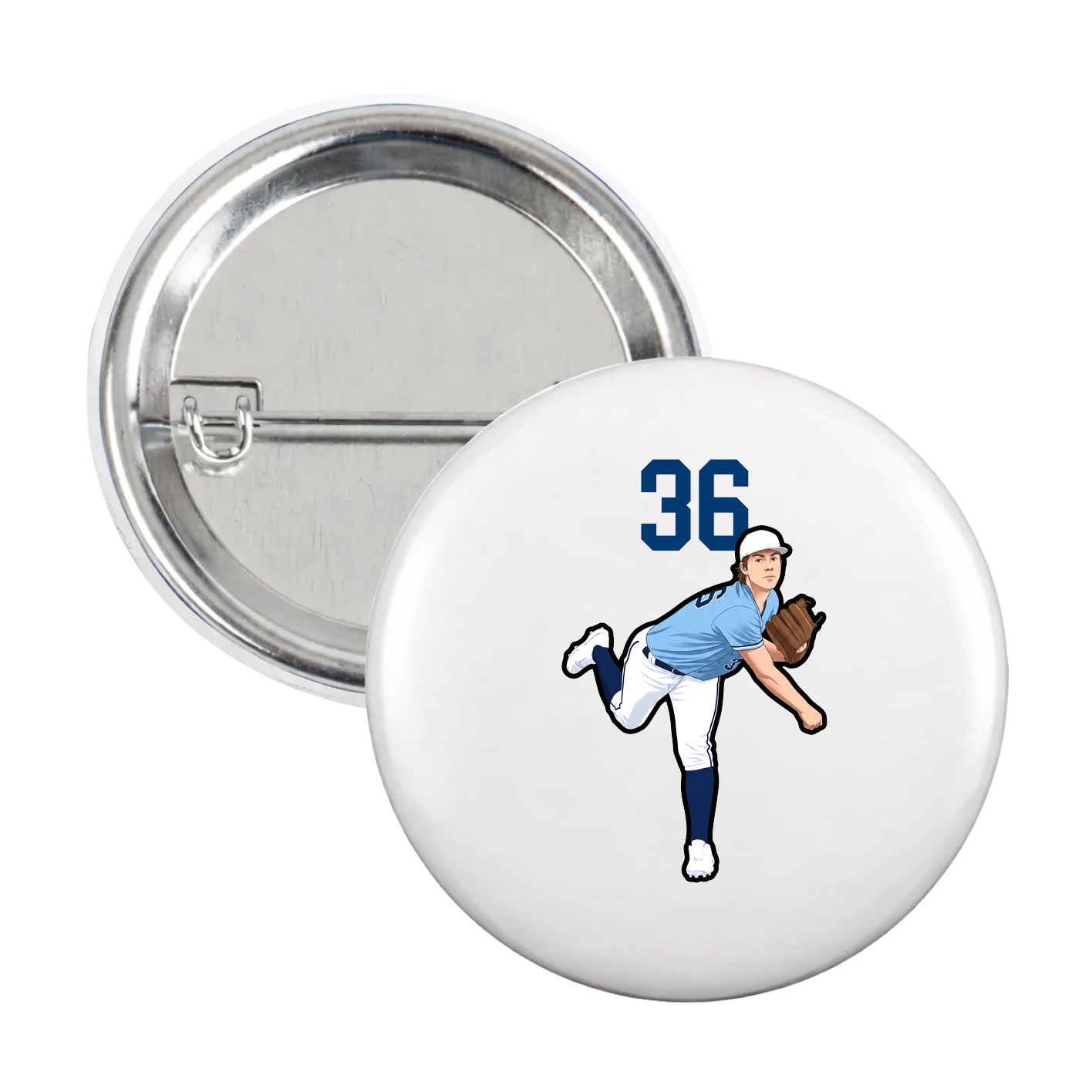 Game Day Button — Number Top in White