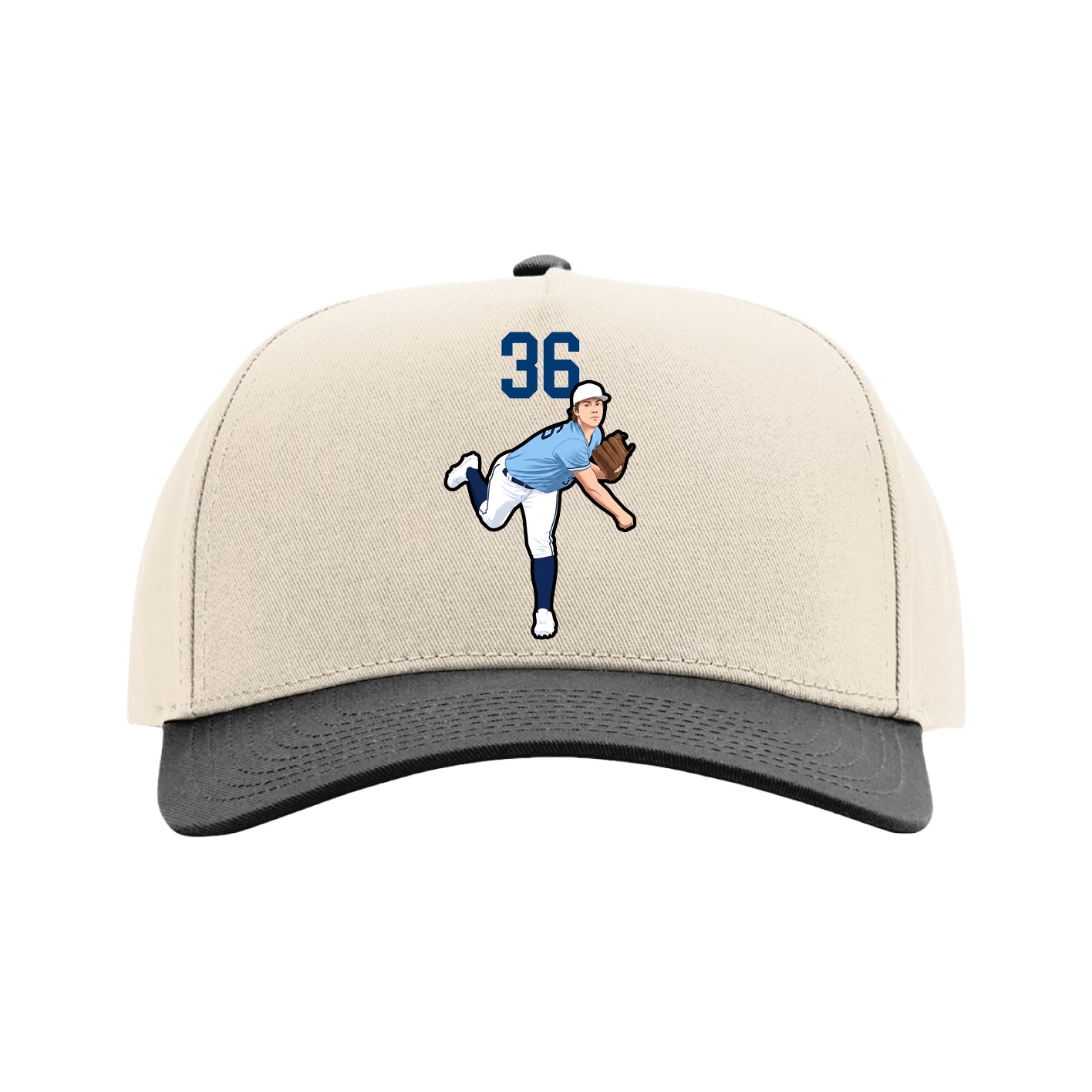 Full Fabric Five-Panel Champ Cap — Number Top in Cream/Black