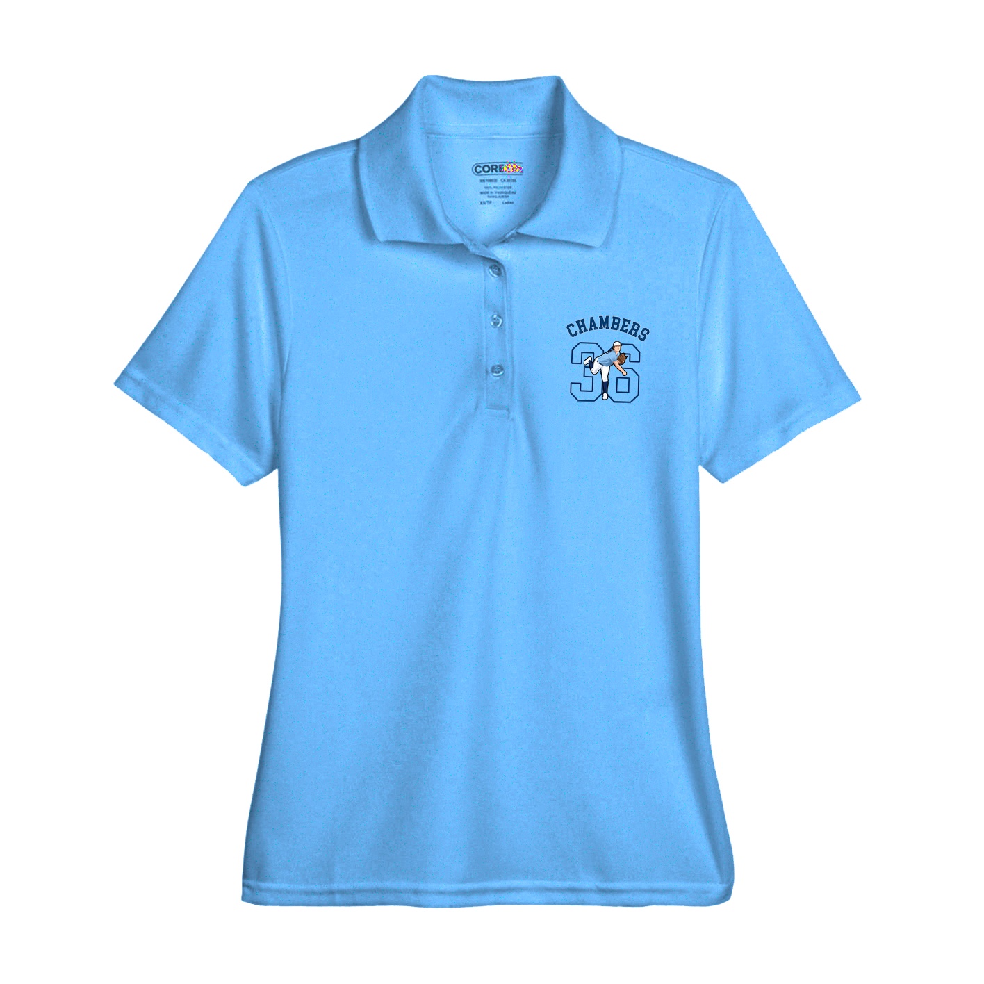 Womens Performance Polo — Shirsey Arch in Light Blue
