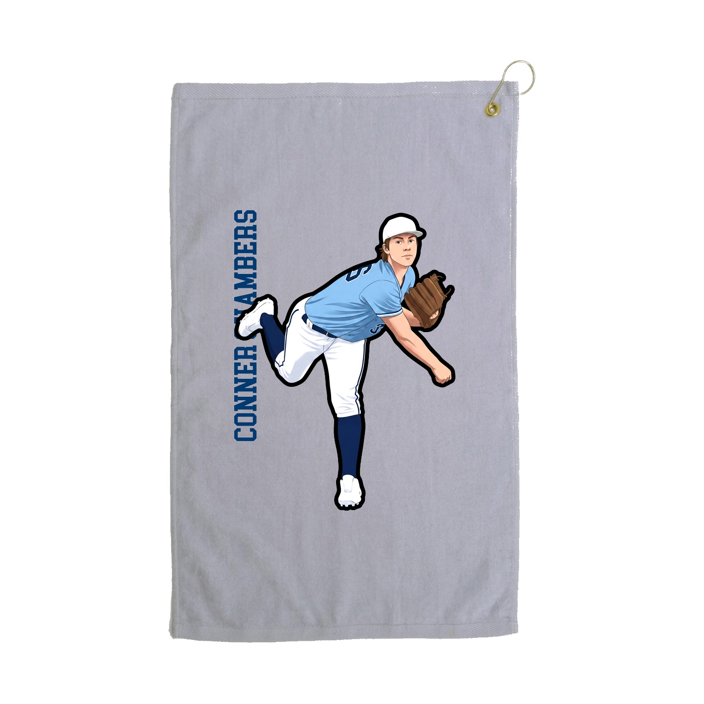 Golf Towel — Name Vertical in Grey