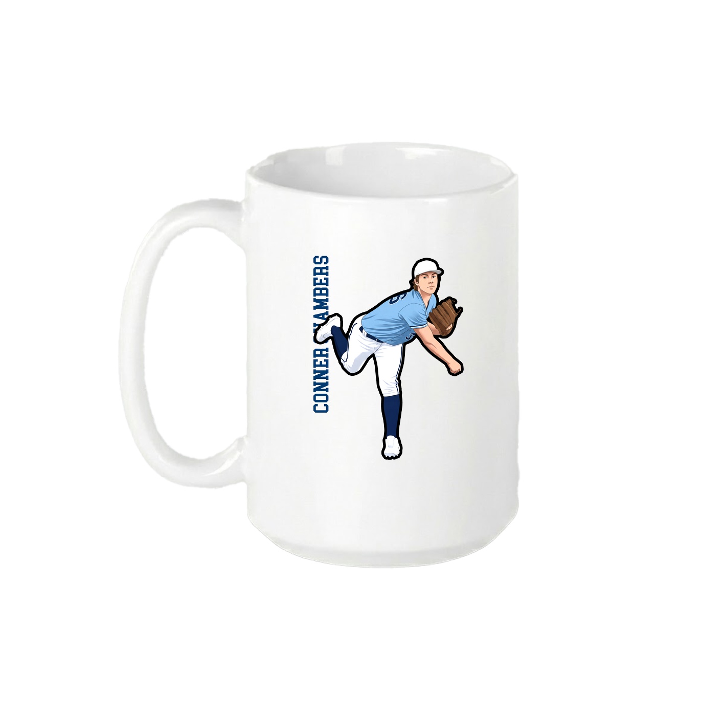 15oz Coffee Mug — Name Vertical in White