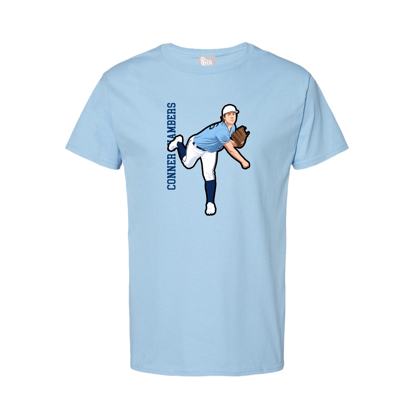 Tee — Name Vertical in Light Blue