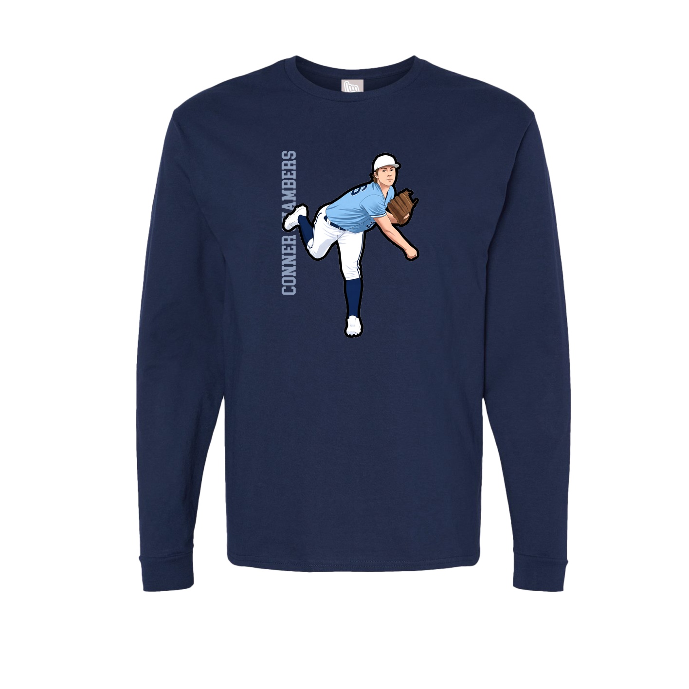 Long Sleeve Tee — Name Vertical in Navy