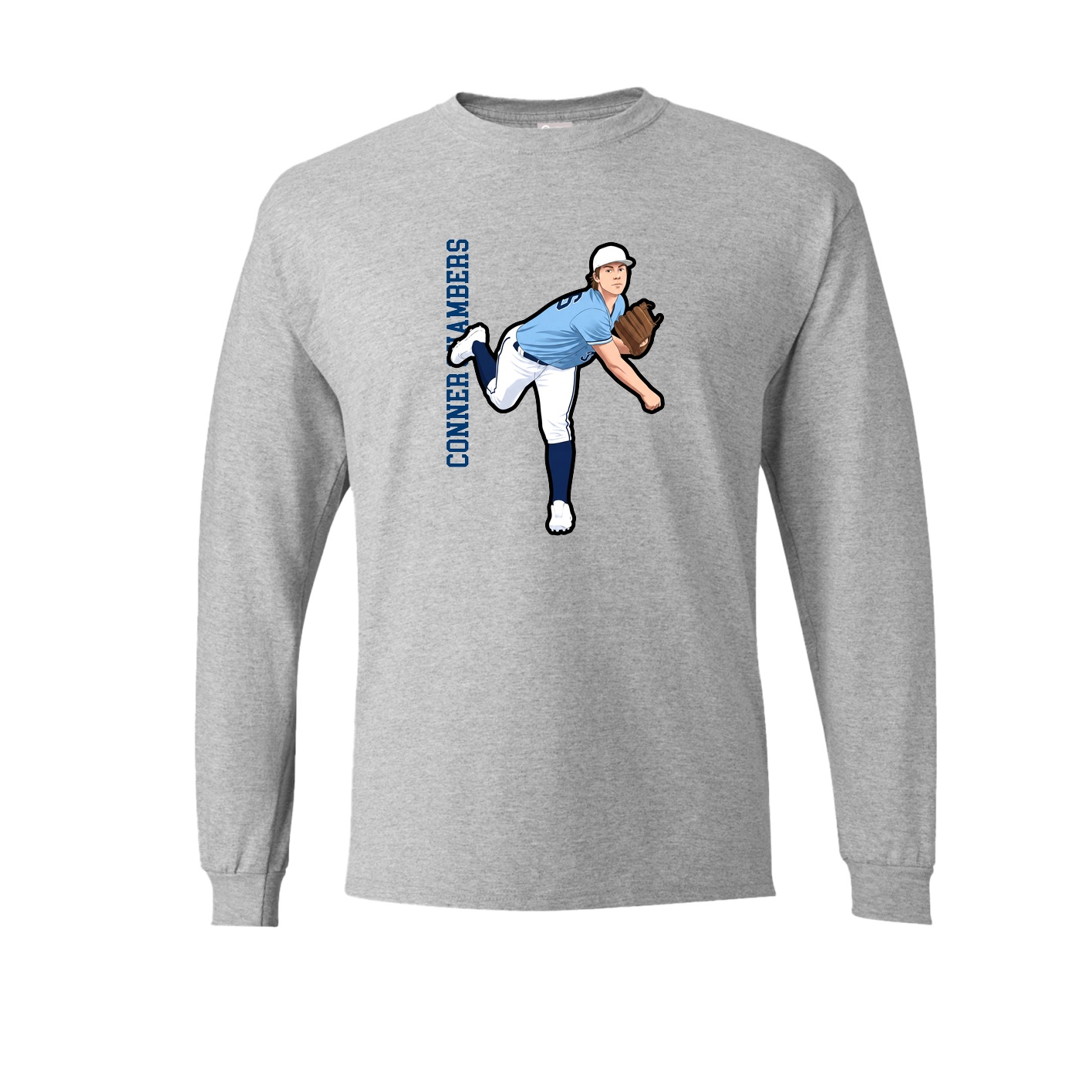 Long Sleeve Tee — Name Vertical in Grey