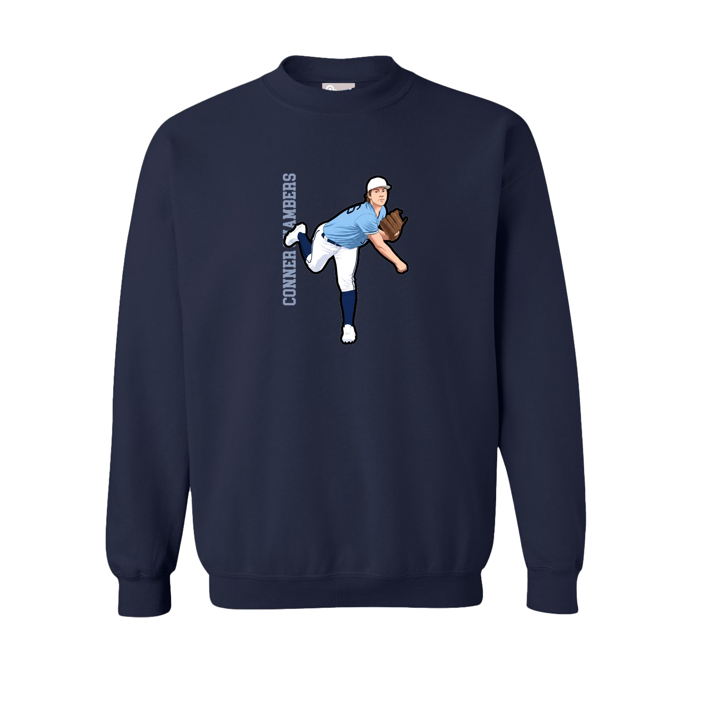 Fleece Crew — Name Vertical in Navy