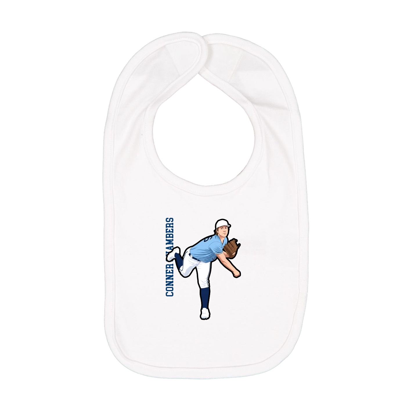 Infant Bib — Name Vertical in White
