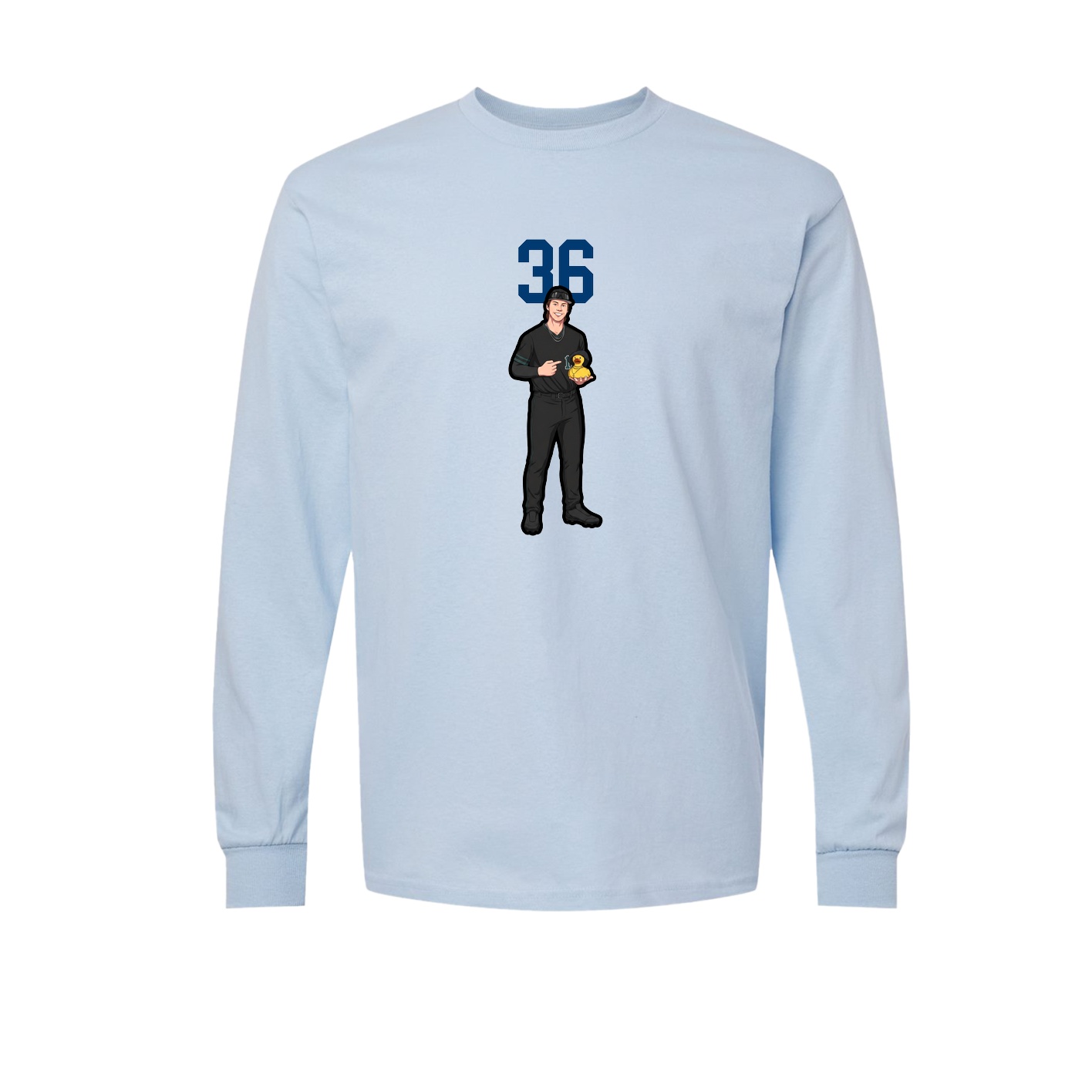 Long Sleeve Tee — Number Top in Light Blue