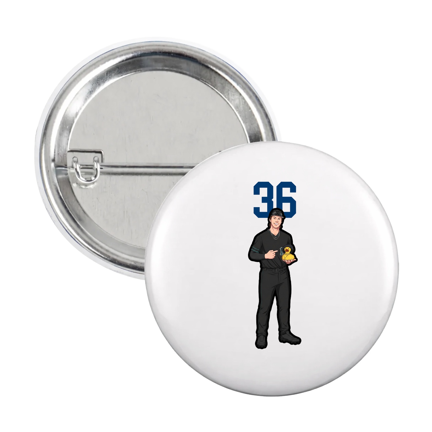 Game Day Button — Number Top in White