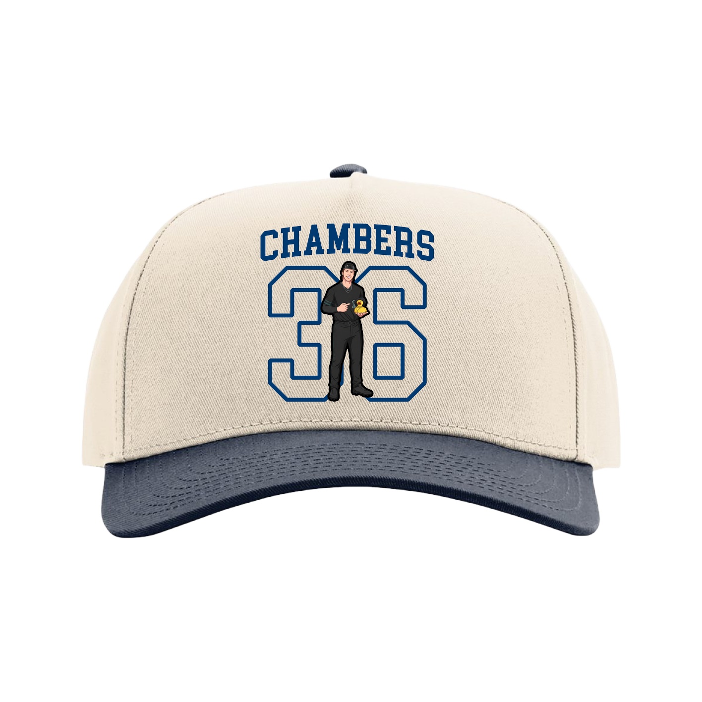 Full Fabric Five-Panel Champ Cap — Shirsey in Cream/Navy