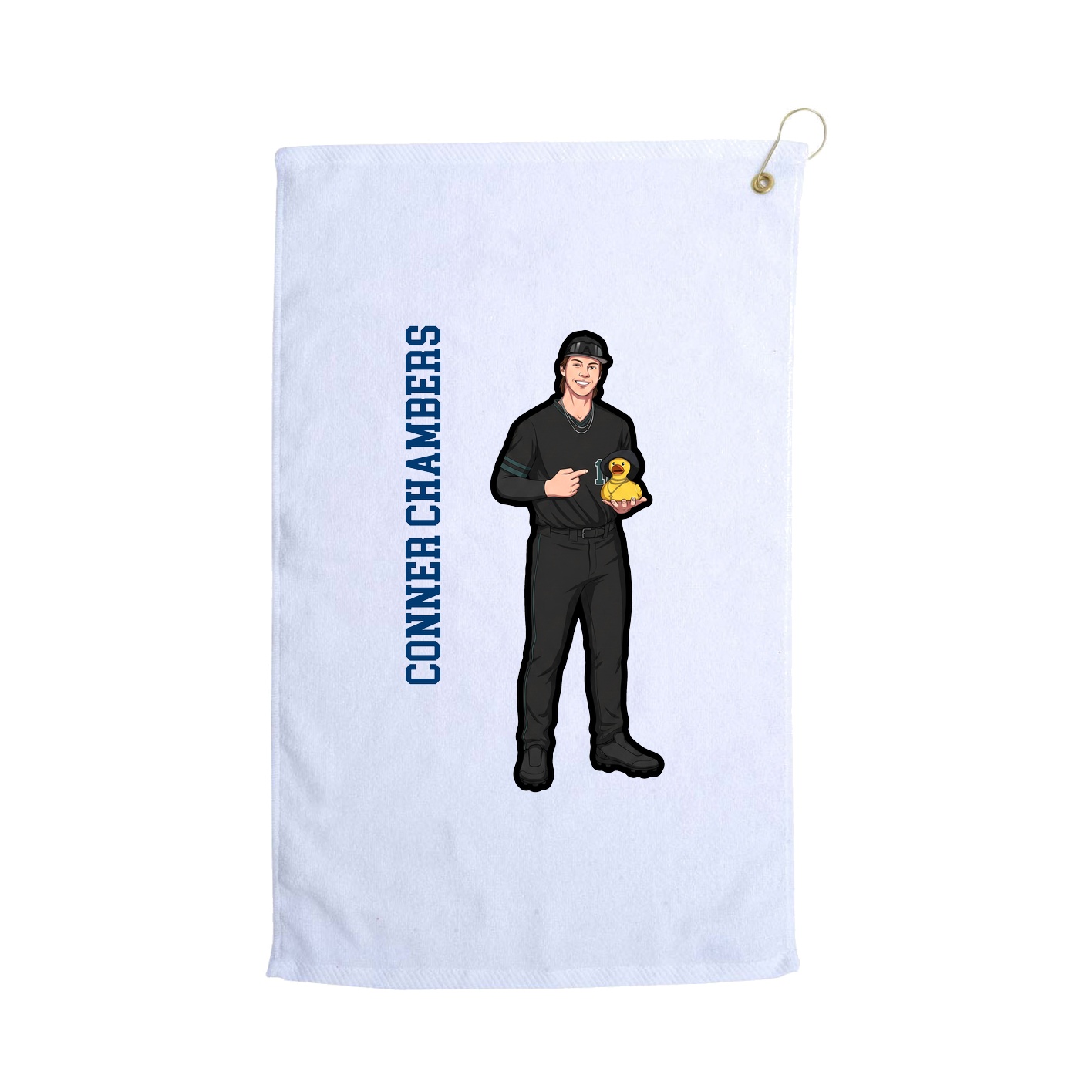 Golf Towel — Name Vertical in White