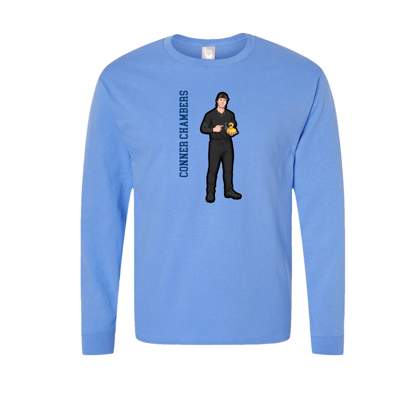 Long Sleeve Tee — Name Vertical in Powder Blue