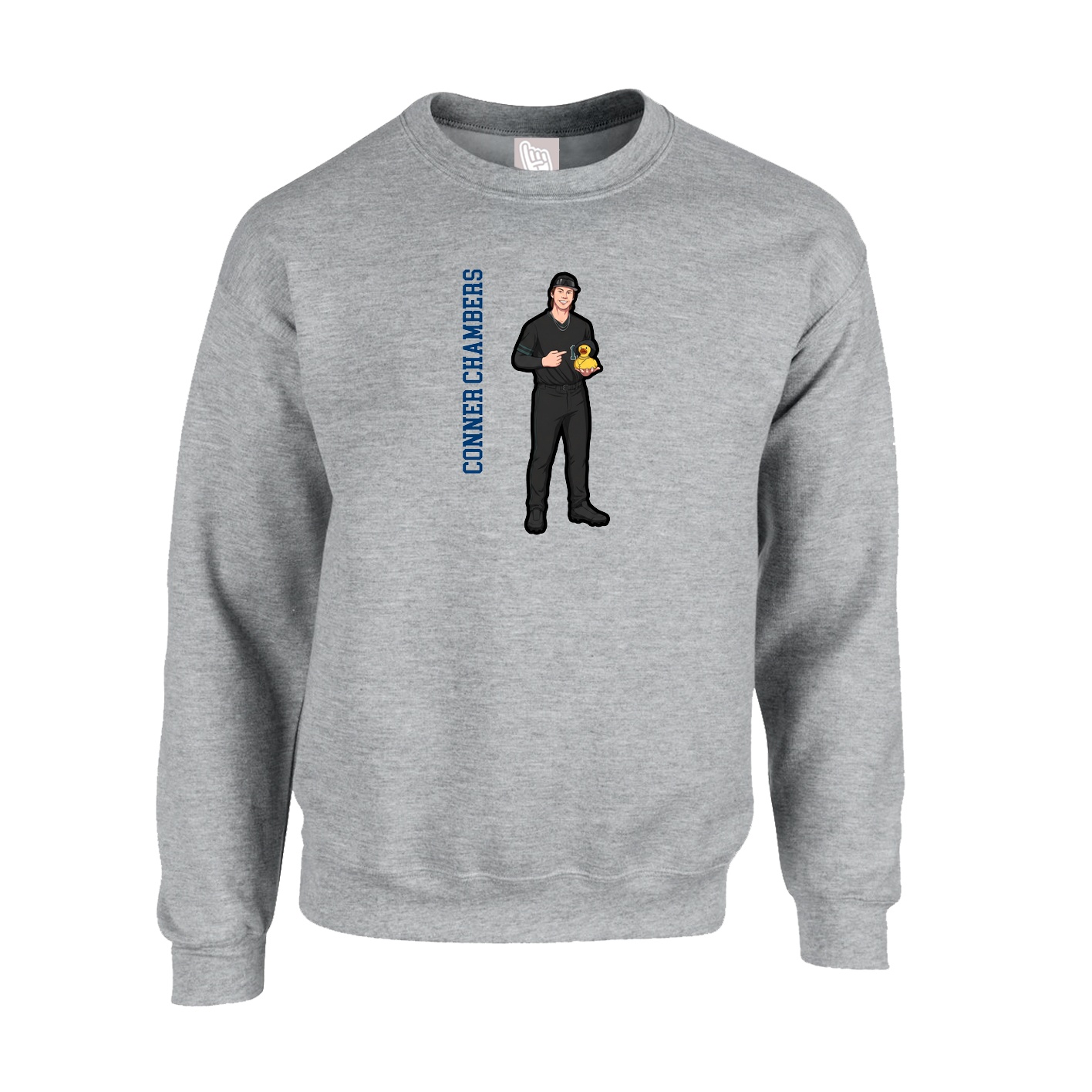 Fleece Crew — Name Vertical in Grey