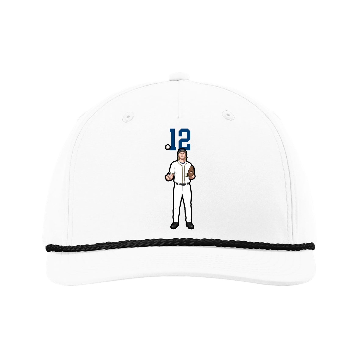 Five-Panel Classic Rope Cap — Number Top in White